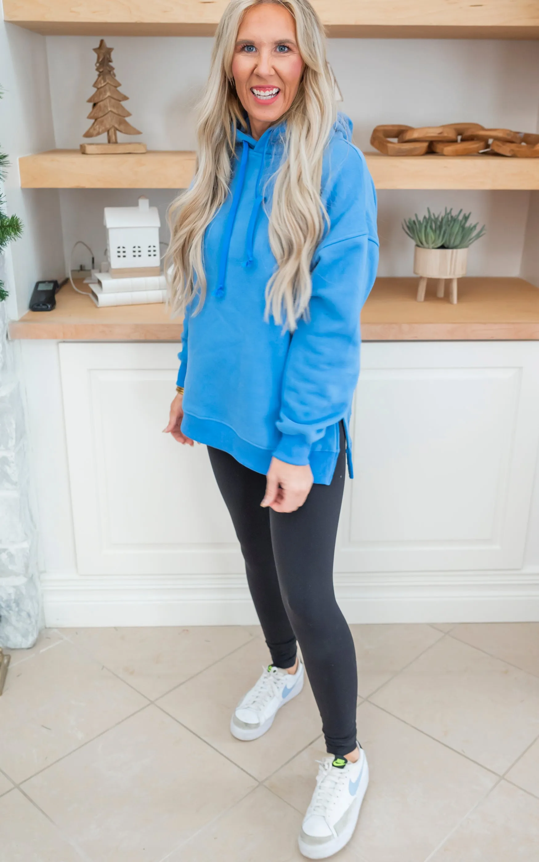 Ocean Blue All Day Fleece Side Slit Hoodie by Salty Wave* DEAL