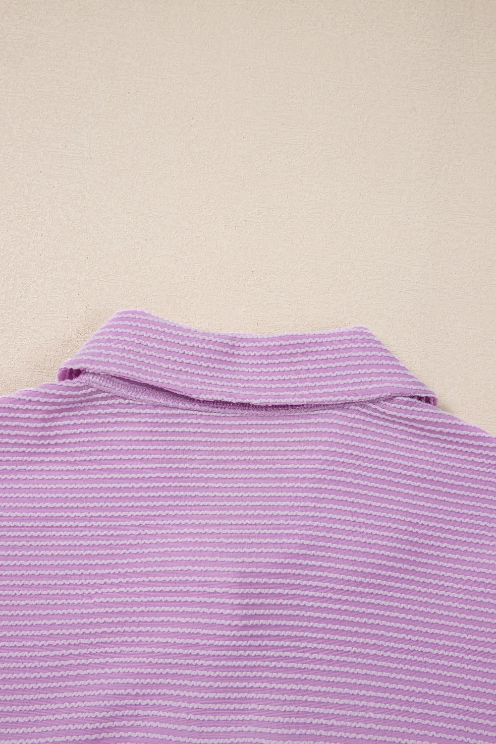 Orchid Bouquet Corded Flap Pocket Collared Buttoned Short Sleeve Blouse