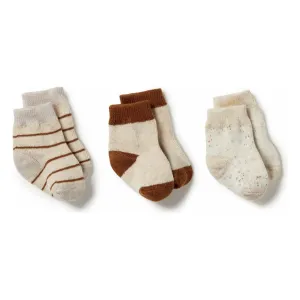 Organic 3 Pack Baby Socks - Oatmeal / Nimbus Cloud / Dijon