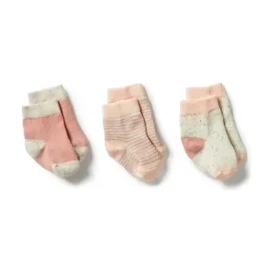 Organic 3 Pack Baby Socks - Peach / Shell / Oatmeal