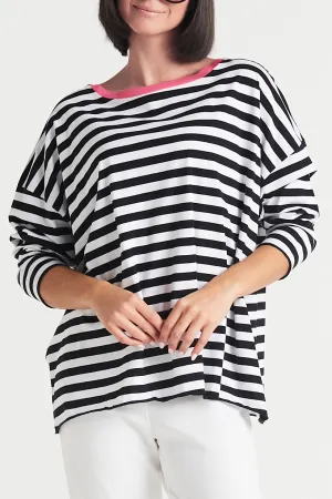 Pima Cotton Border Stripe Luxury Boxy T