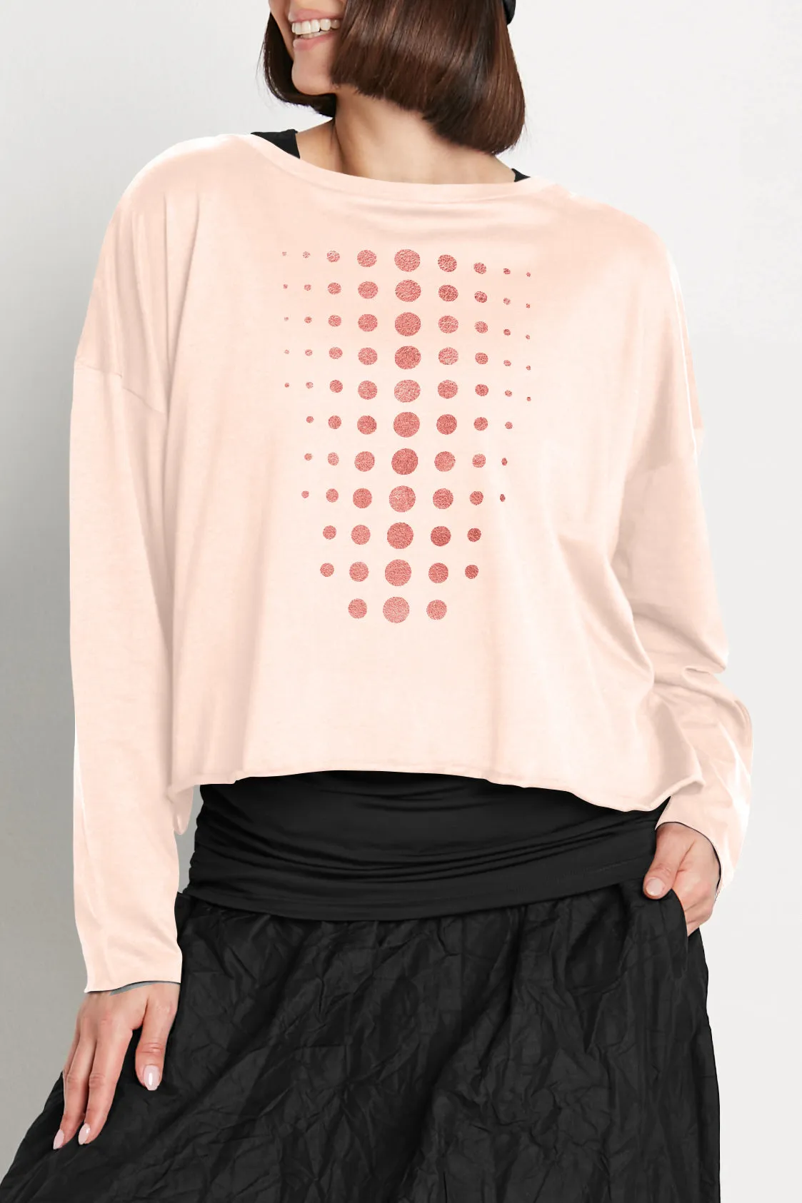 Pima Cotton Metallic Dot Dot Dot Mini Luxury Boxy T
