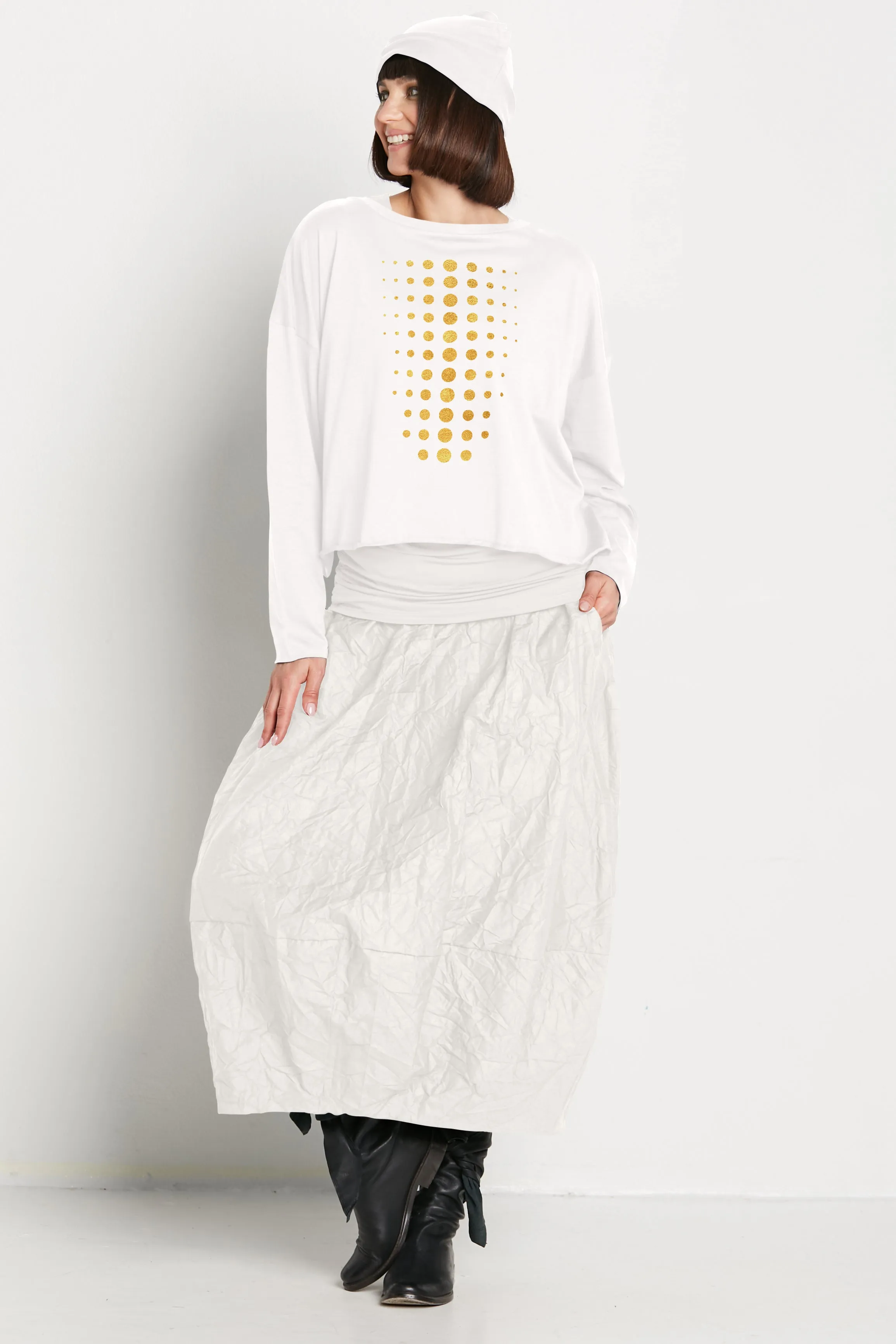 Pima Cotton Metallic Dot Dot Dot Mini Luxury Boxy T