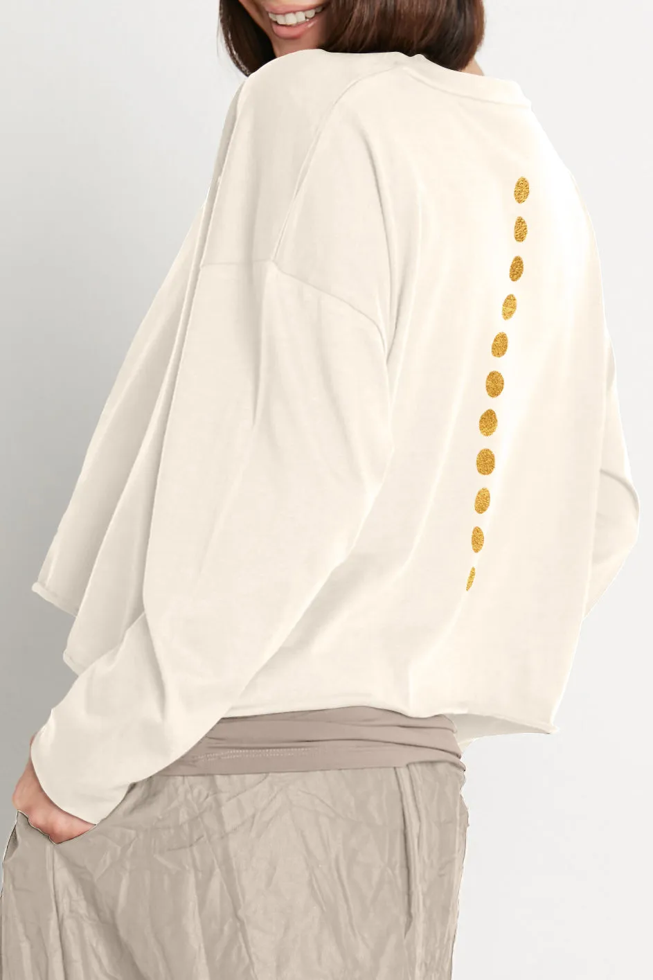 Pima Cotton Metallic Dot Dot Dot Mini Luxury Boxy T