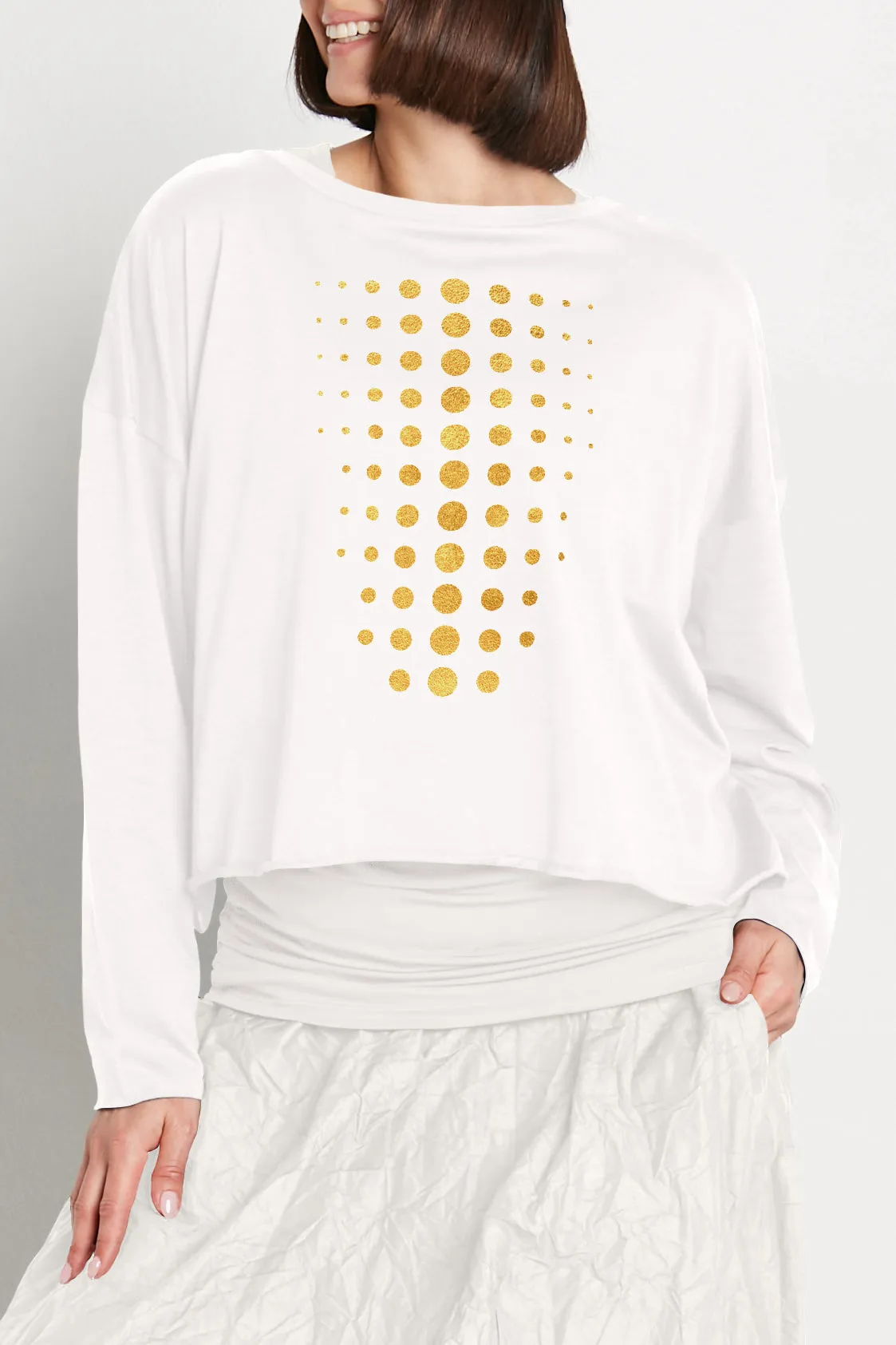 Pima Cotton Metallic Dot Dot Dot Mini Luxury Boxy T