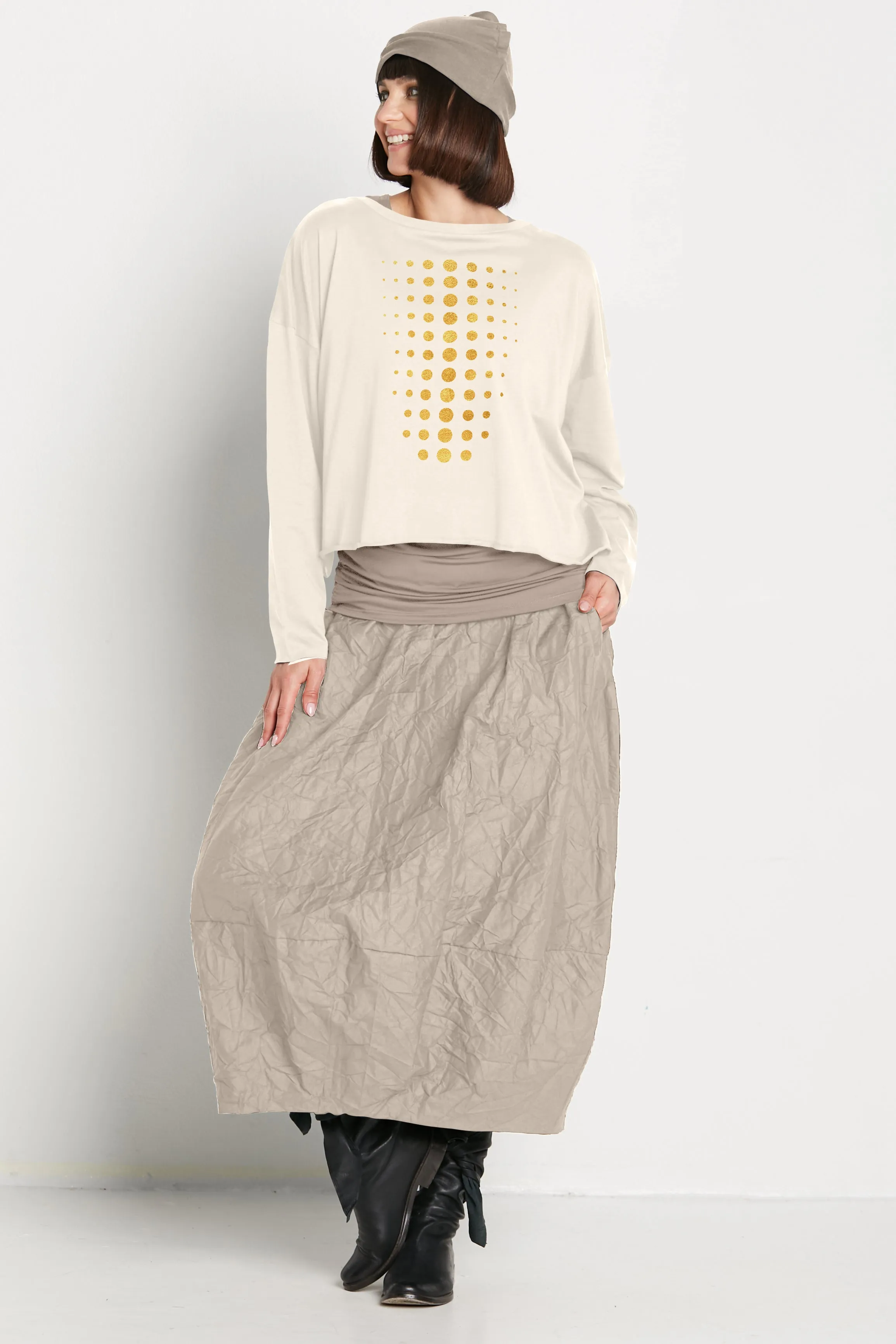 Pima Cotton Metallic Dot Dot Dot Mini Luxury Boxy T