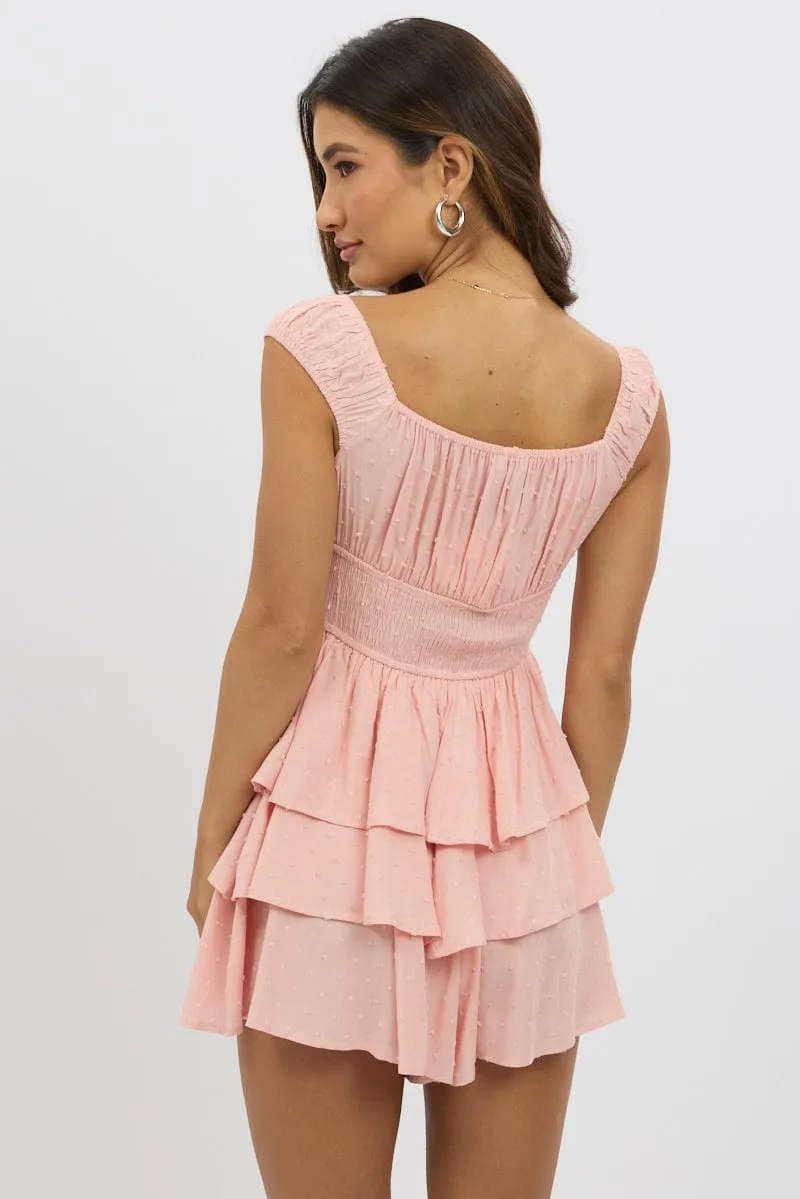 Pink Playsuit Layered Shorts