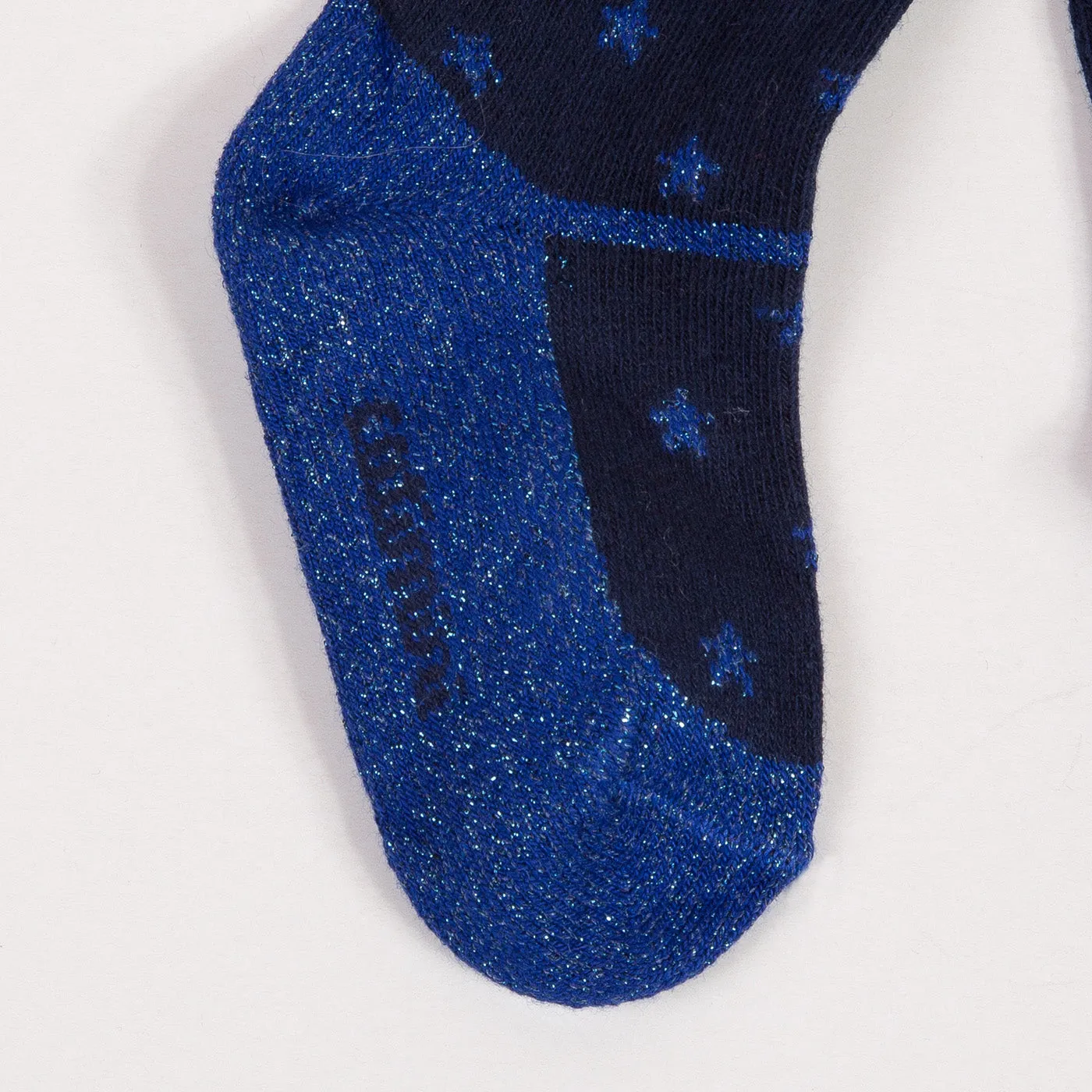 Plain Midnight Blue Plain Jacquard Tights with Stars
