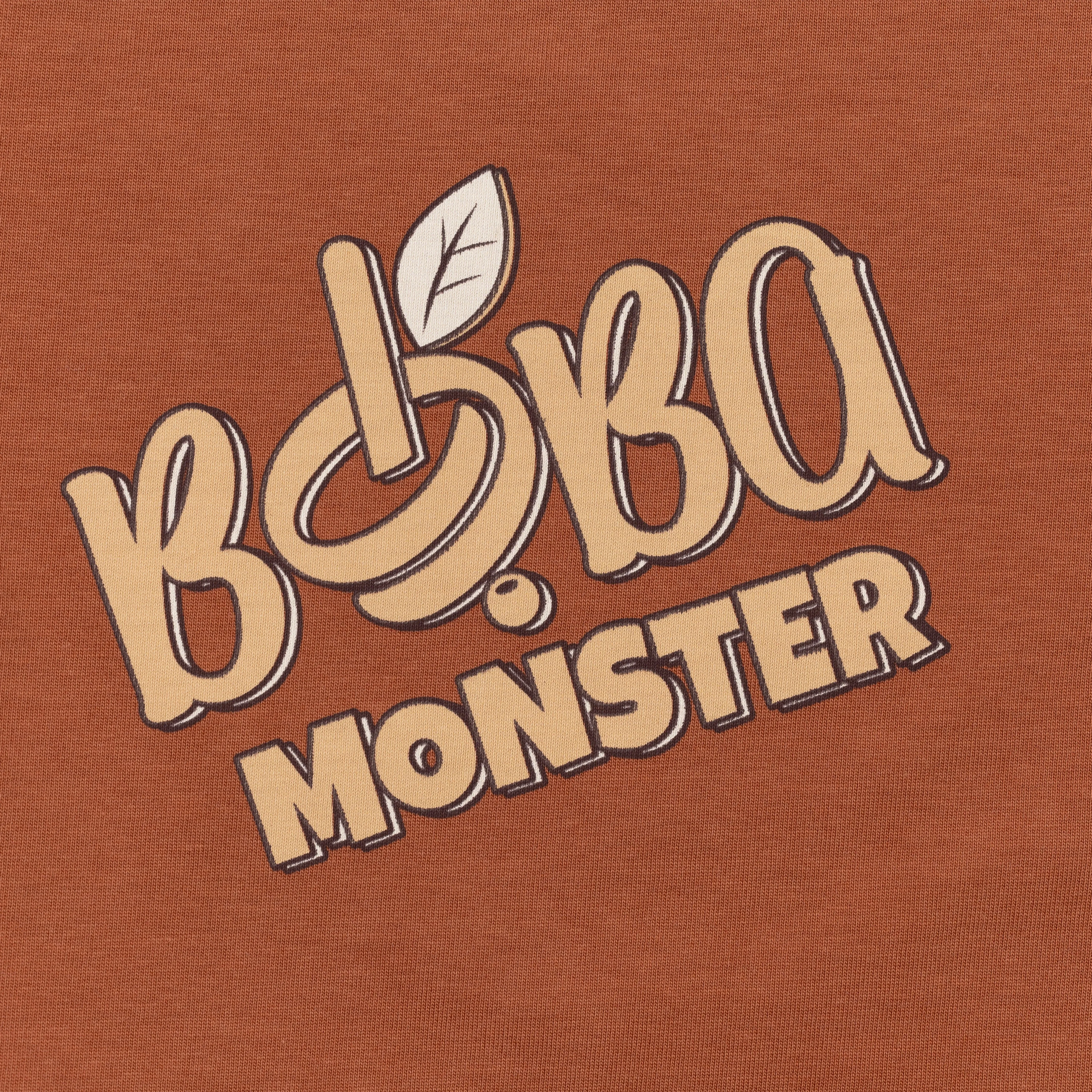 Premium Heavy Cotton Boxy Fit Discharge Print Tee - Amber Brown / Boba Monster