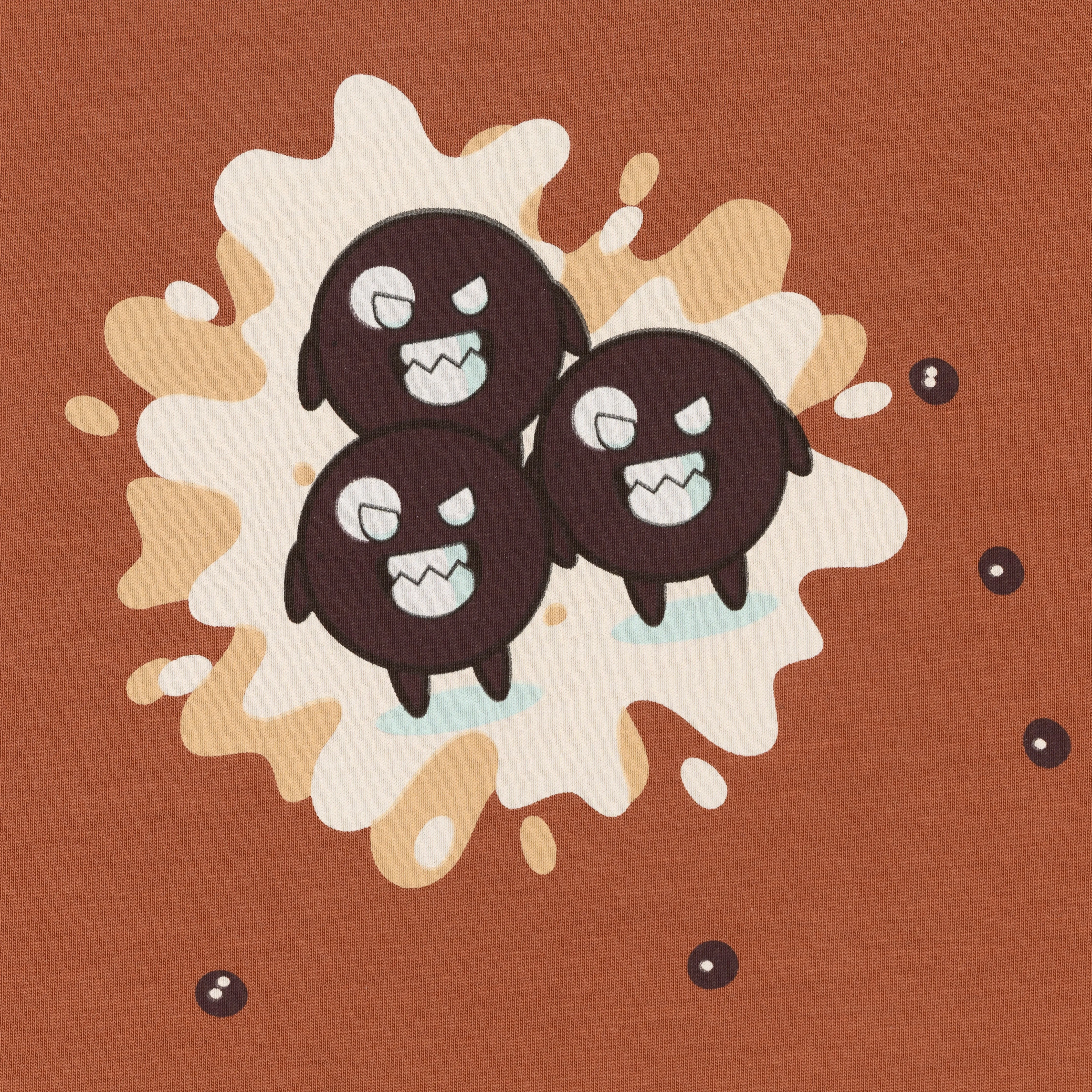 Premium Heavy Cotton Boxy Fit Discharge Print Tee - Amber Brown / Boba Monster