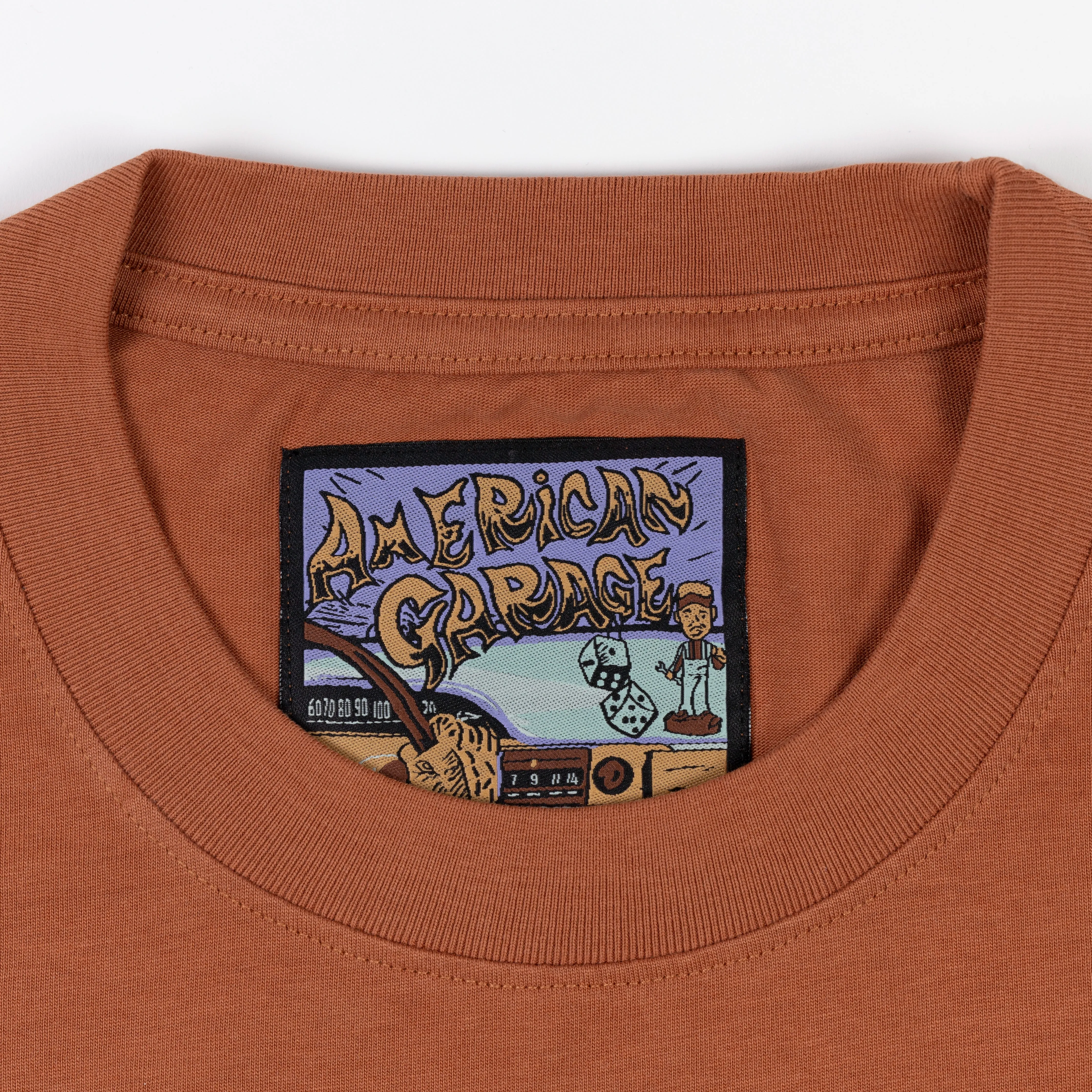 Premium Heavy Cotton Boxy Fit Discharge Print Tee - Amber Brown / Boba Monster