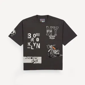 Premium Heavy Cotton Boxy Fit Discharge Print Tee - Beluga / New York