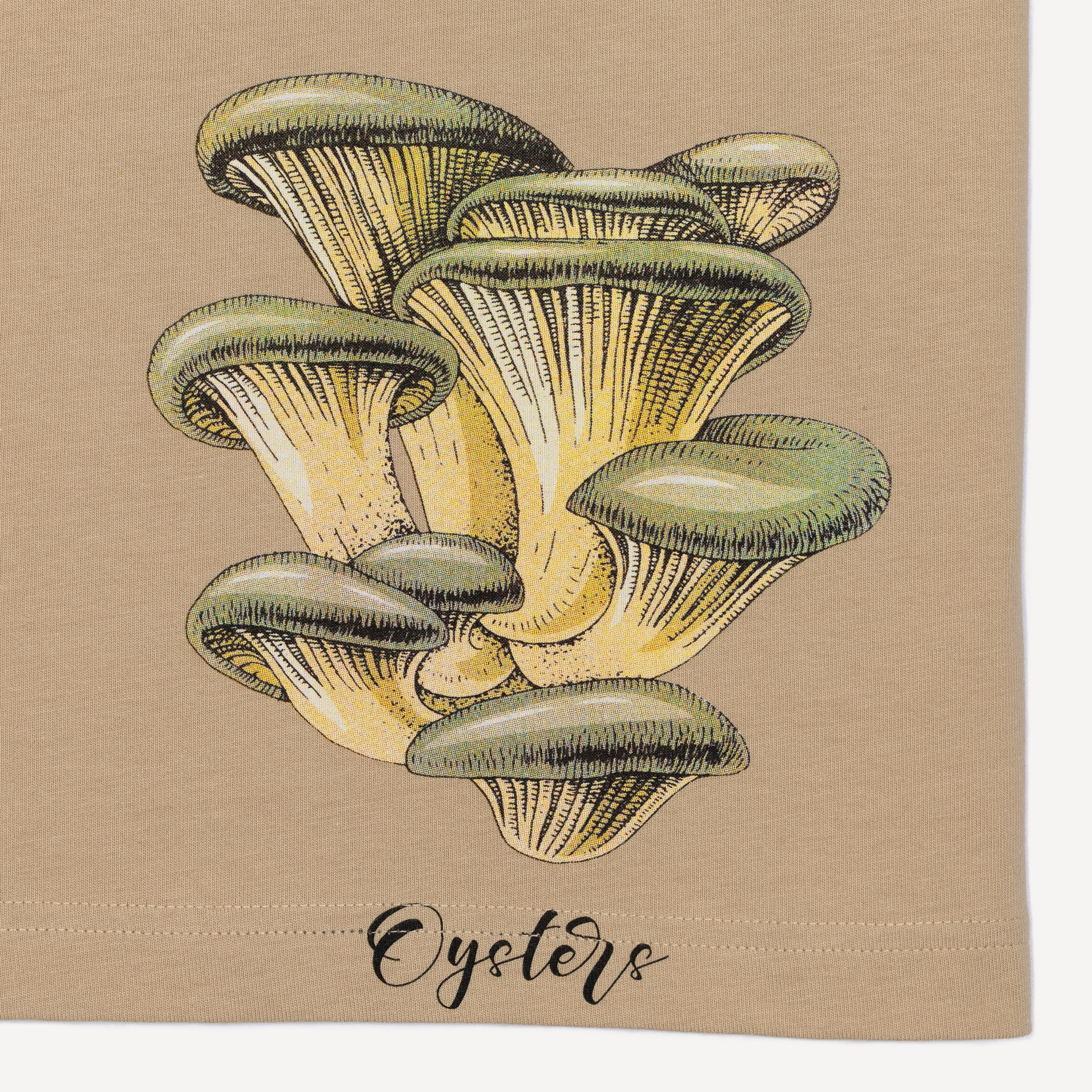 Premium Heavy Cotton Boxy Fit Discharge Print Tee - Fields of Rye / Mushroom