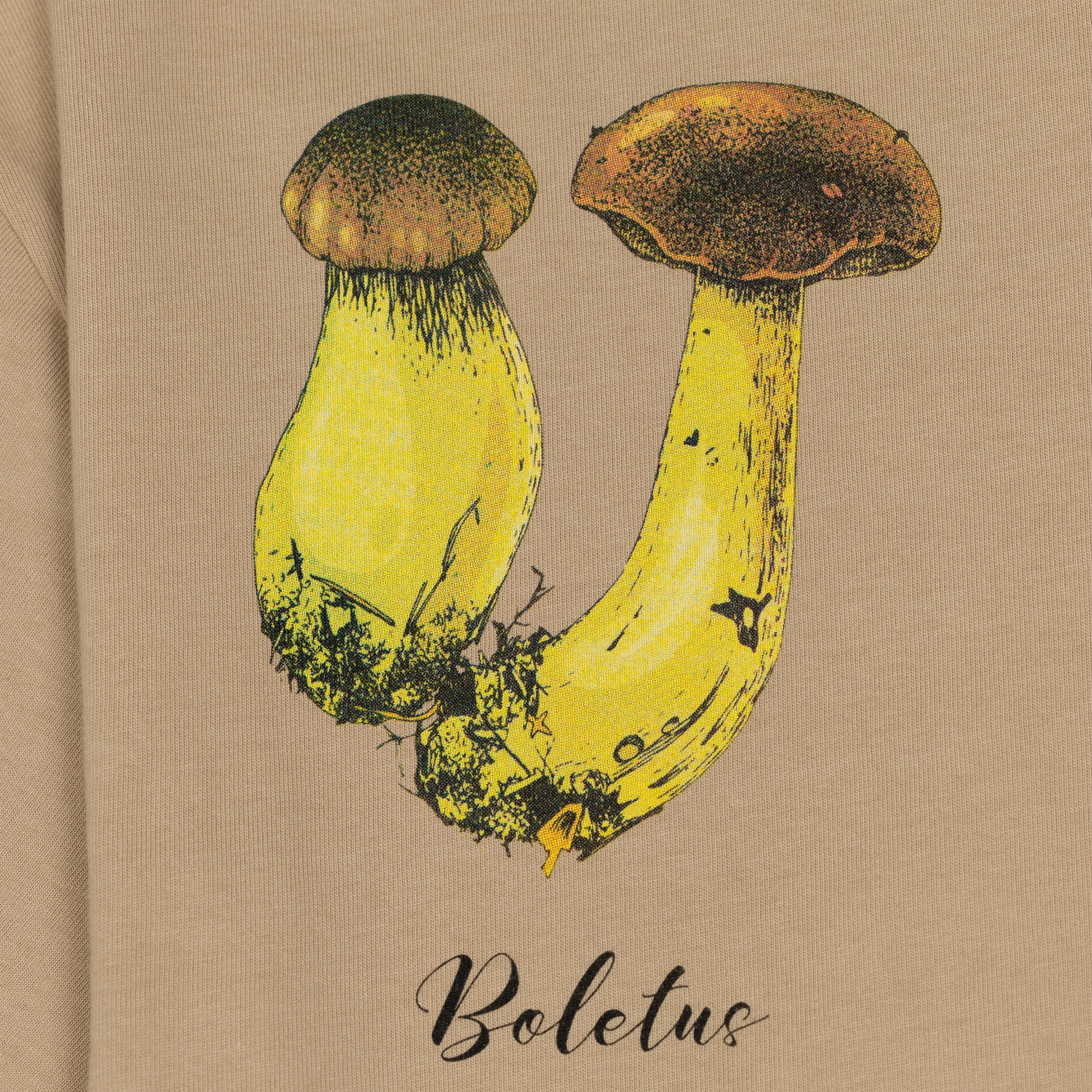 Premium Heavy Cotton Boxy Fit Discharge Print Tee - Fields of Rye / Mushroom