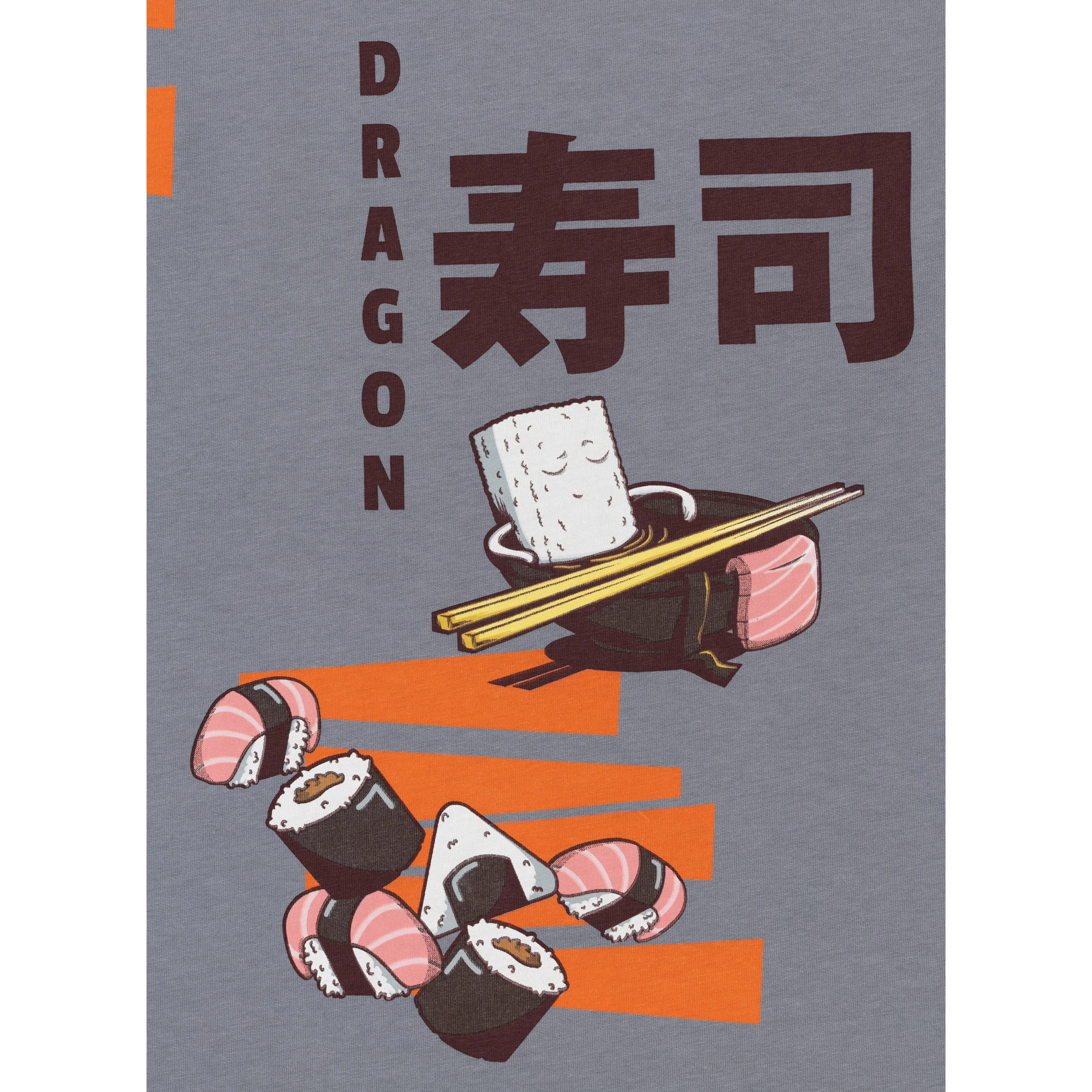 Premium Heavy Cotton Boxy Fit Discharge Print Tee - Monument / Dragon Sushi