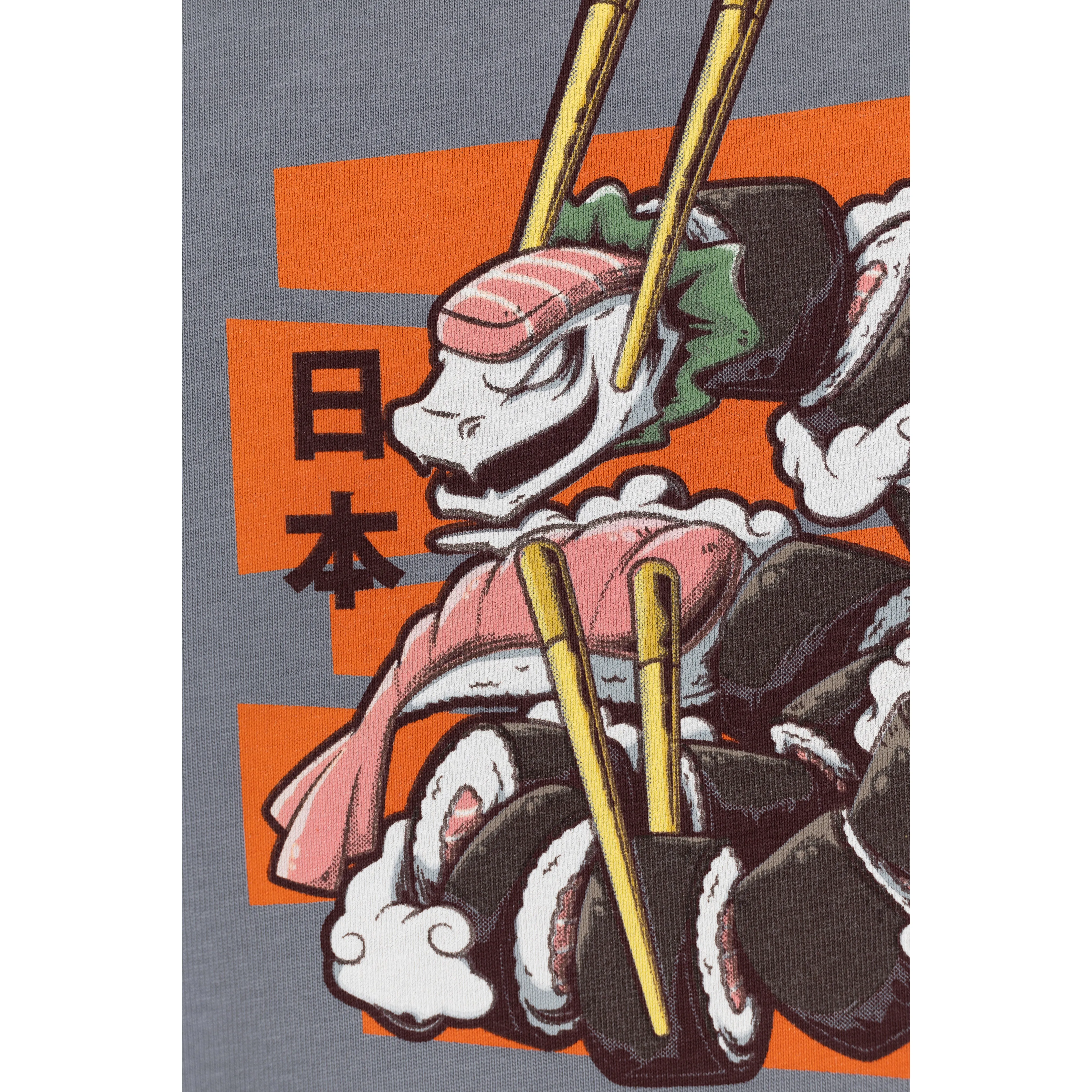 Premium Heavy Cotton Boxy Fit Discharge Print Tee - Monument / Dragon Sushi