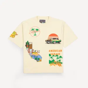 Premium Heavy Cotton Boxy Fit Discharge Print Tee - Seedpearl / California