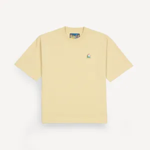 Premium Heavy Cotton Boxy Fit Embroidered Icon Tee - Chino Green / Volcano Icon