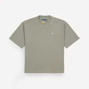 Premium Heavy Cotton Boxy Fit Embroidered Icon Tee  - Dried Sage / Cat Icon