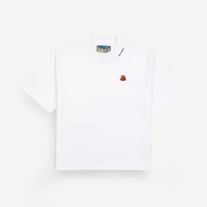 Premium Heavy Cotton Boxy Fit Embroidered Icon Tee - White / Octopus Icon