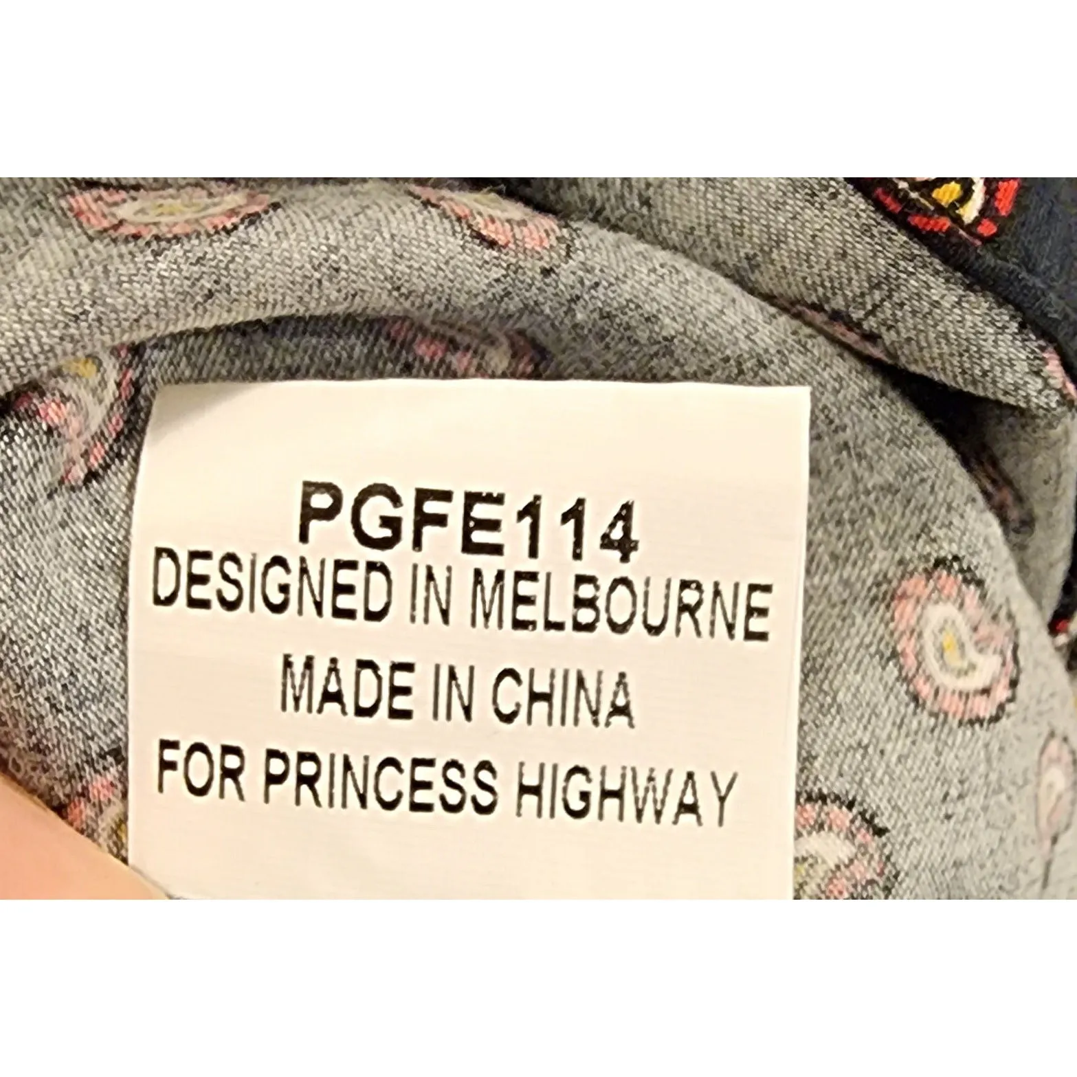 Princess Highway navy shirt dress with paisely red print size 12