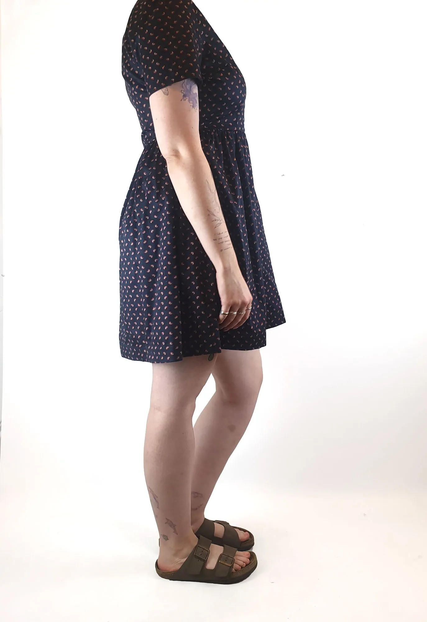 Princess Highway navy shirt dress with paisely red print size 12