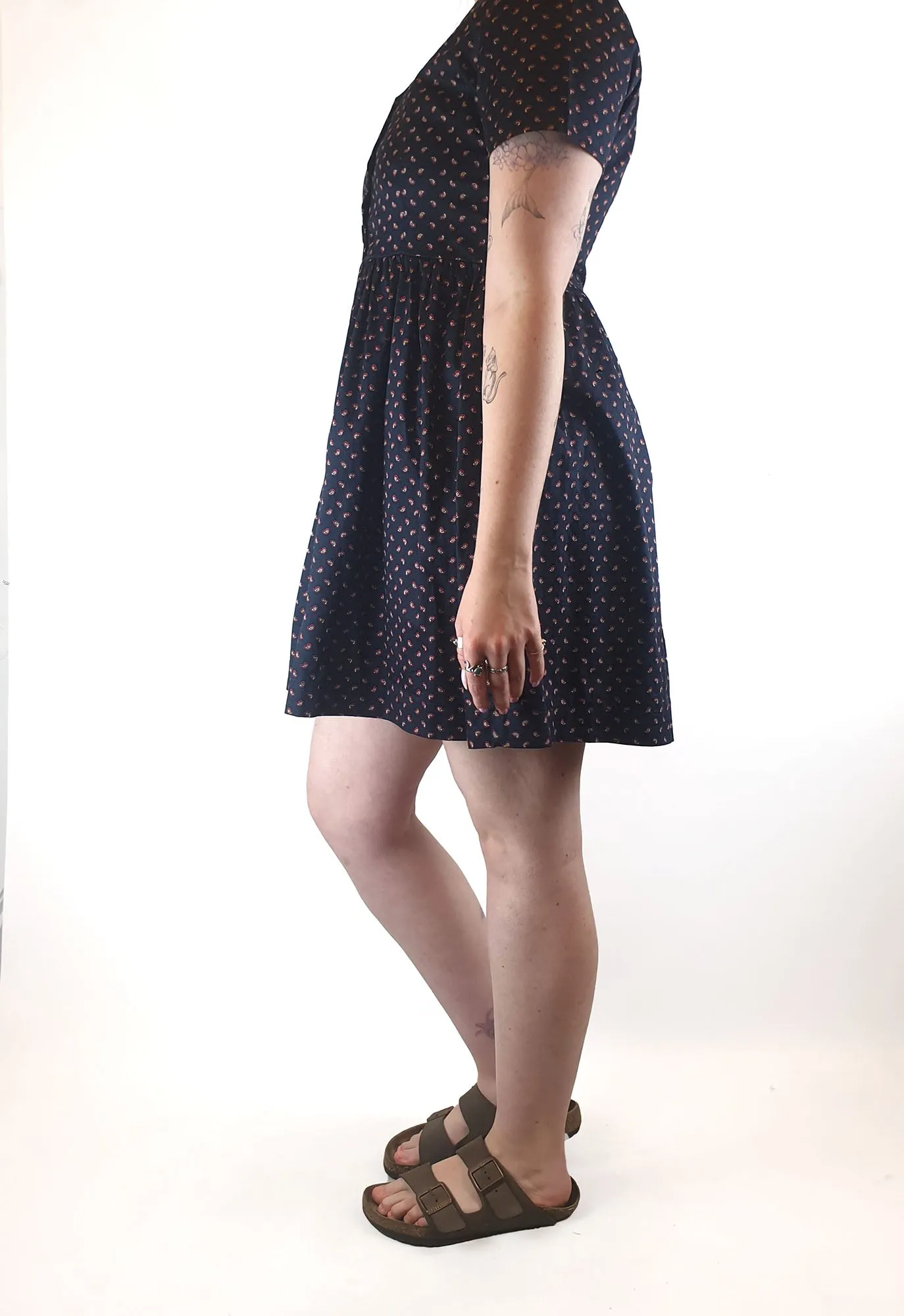 Princess Highway navy shirt dress with paisely red print size 12