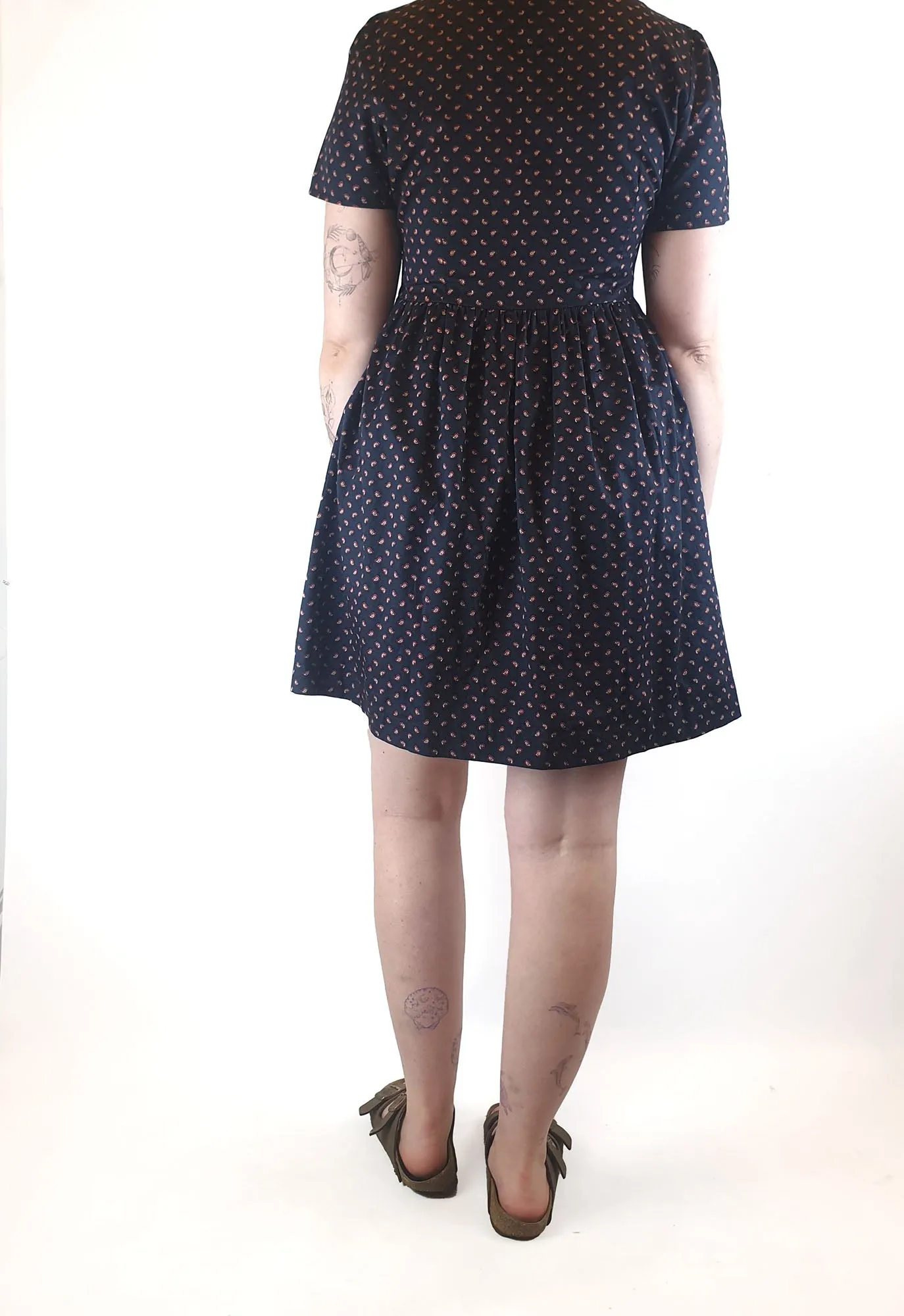 Princess Highway navy shirt dress with paisely red print size 12
