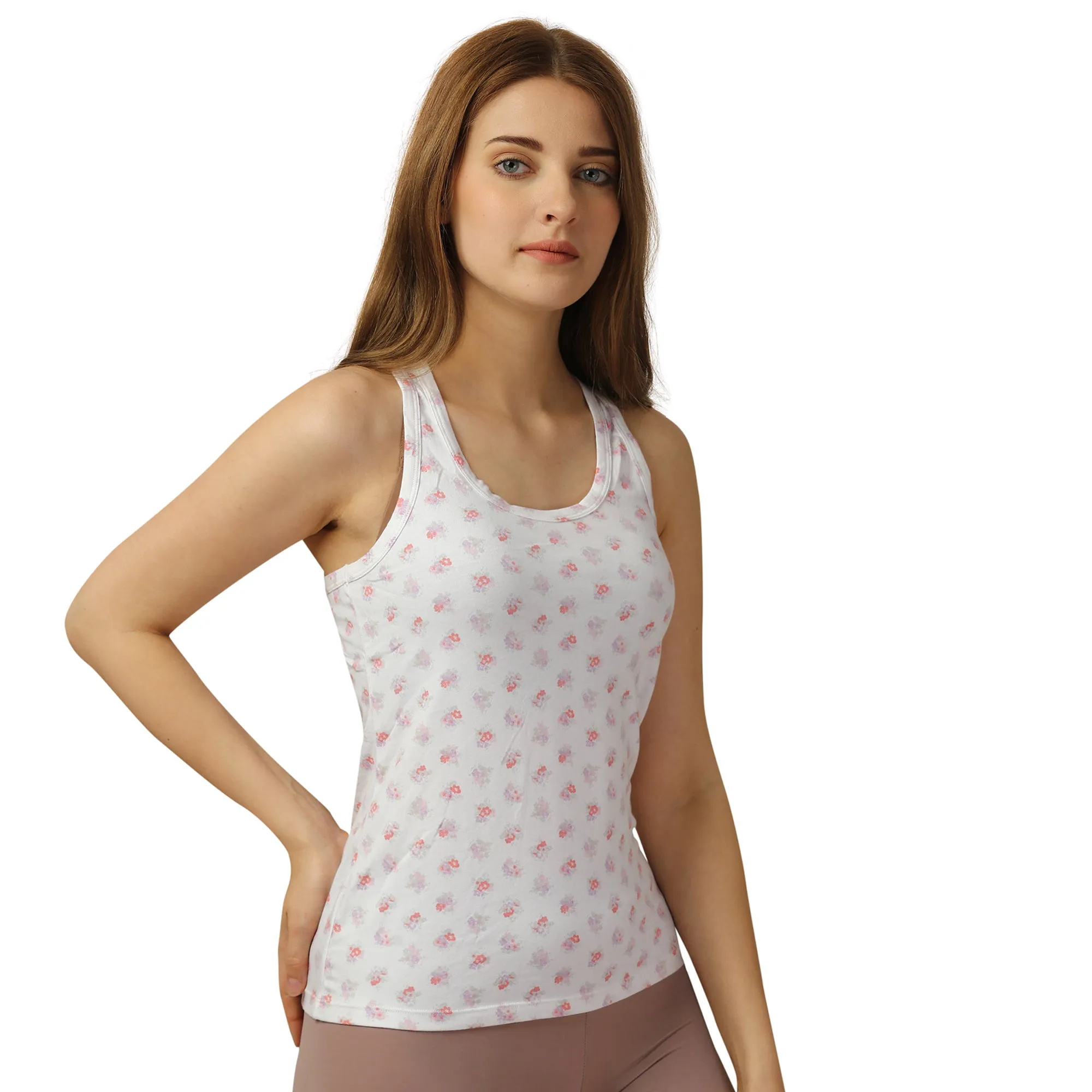 Printed Super Soft Cotton Stretch Racerback Tank Top