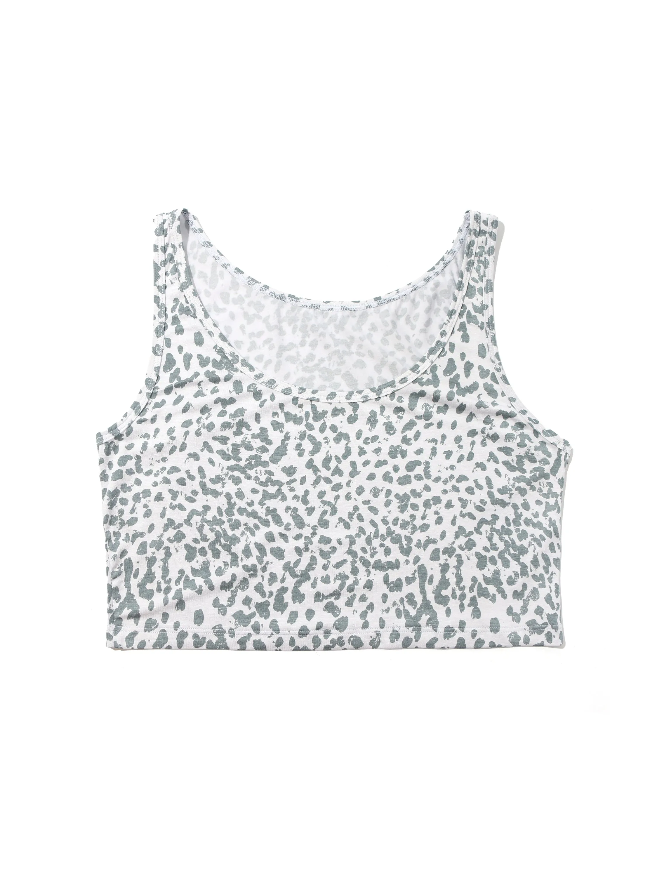 Printed Unwind Cropped Tank Exclusive Snow Leopard Sale