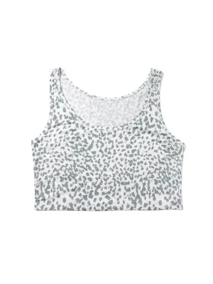 Printed Unwind Cropped Tank Exclusive Snow Leopard Sale