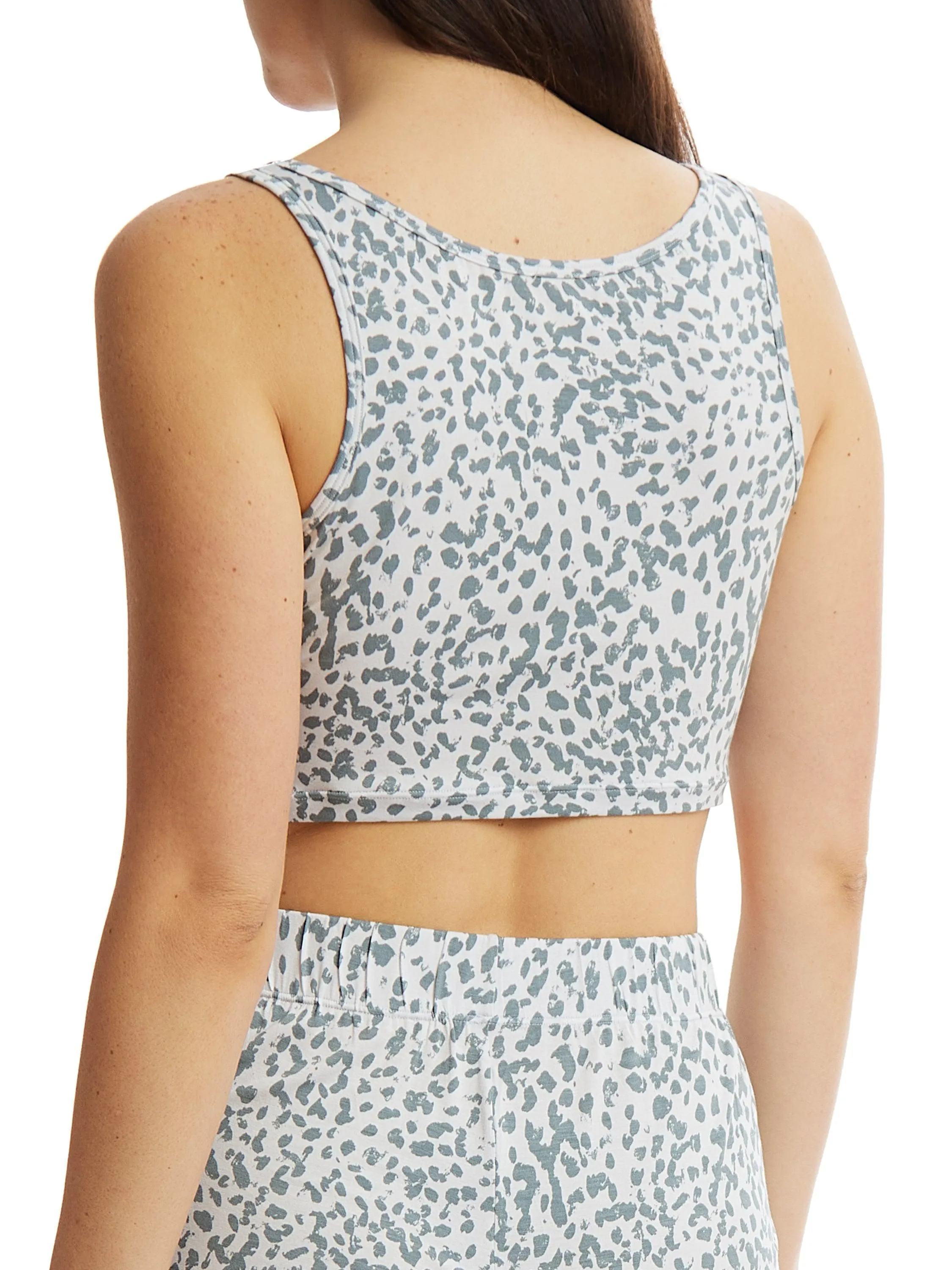 Printed Unwind Cropped Tank Exclusive Snow Leopard Sale