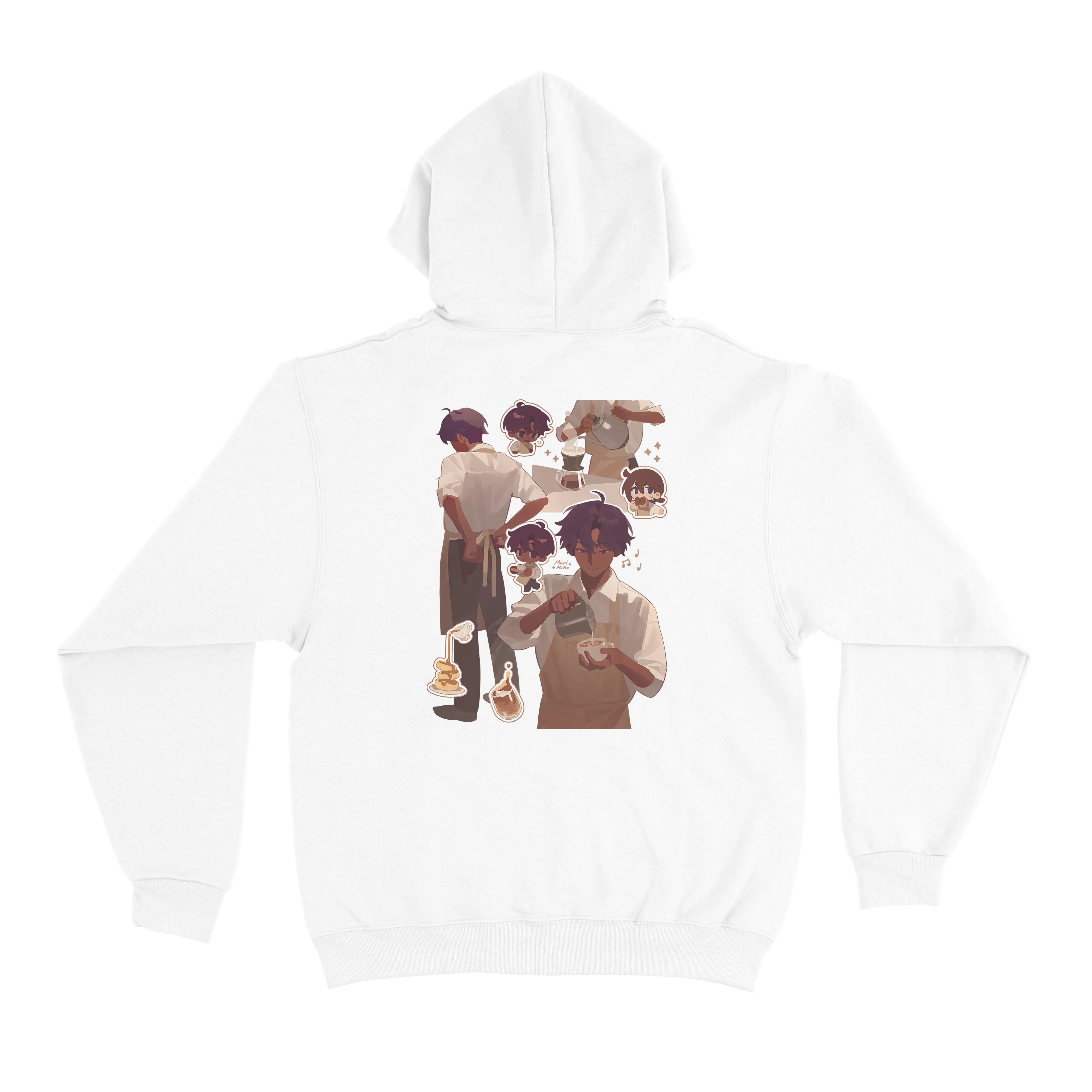 "Coffee" Basic Hoodie White/Khaki