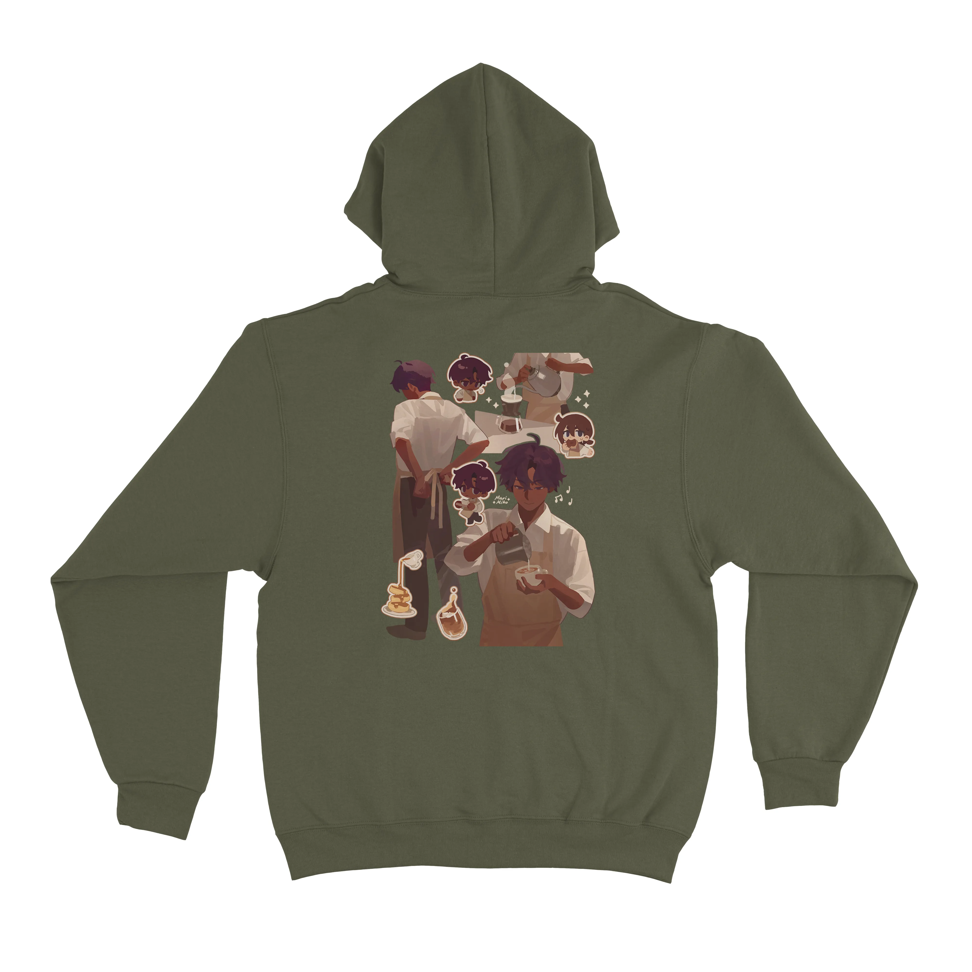 "Coffee" Basic Hoodie White/Khaki