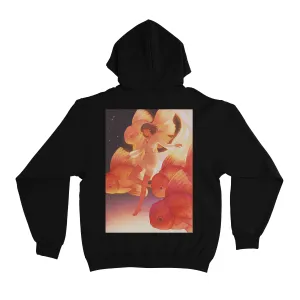 "Free Fall" Basic Hoodie Black/Pink