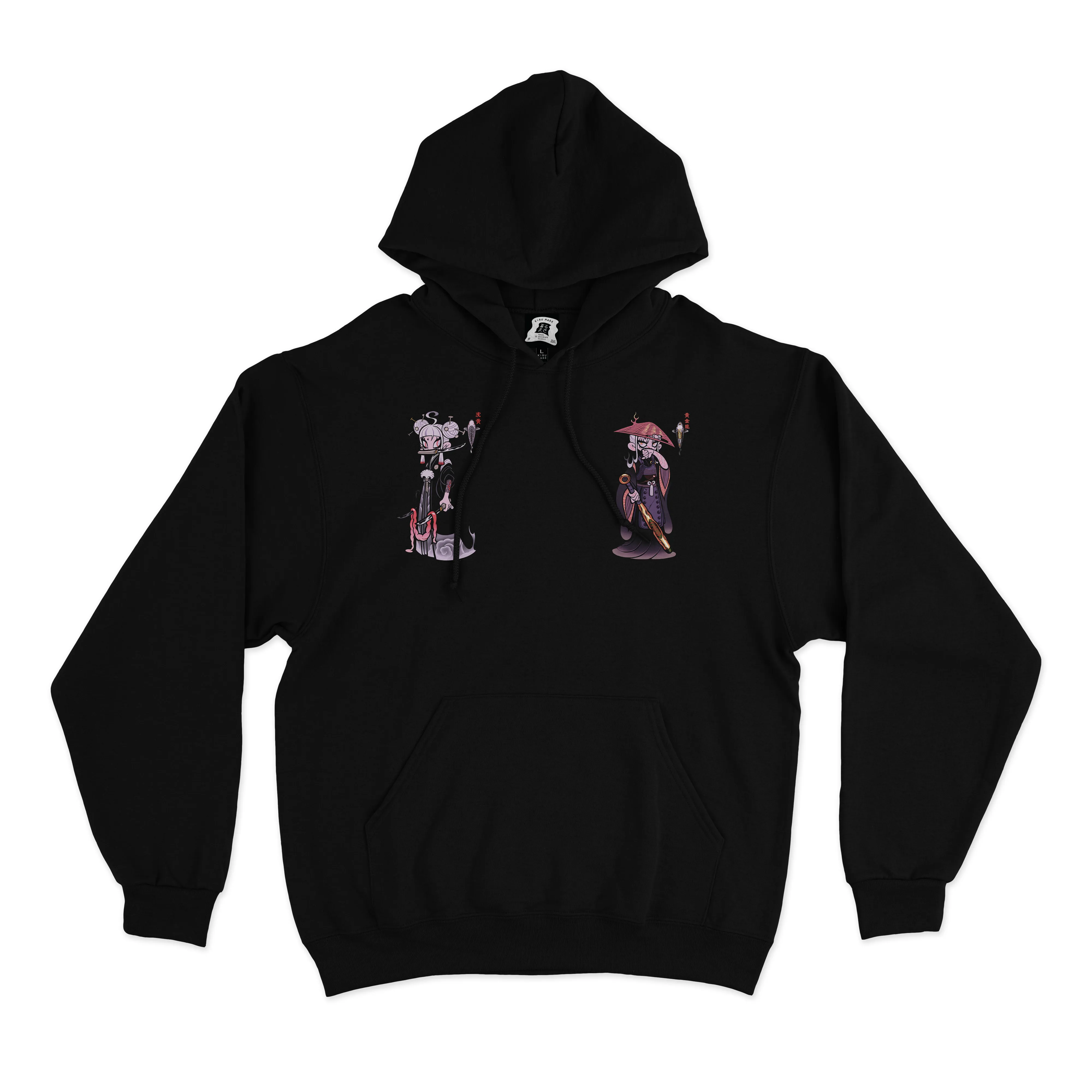 "Kigane" Basic Hoodie Black/White/Pink