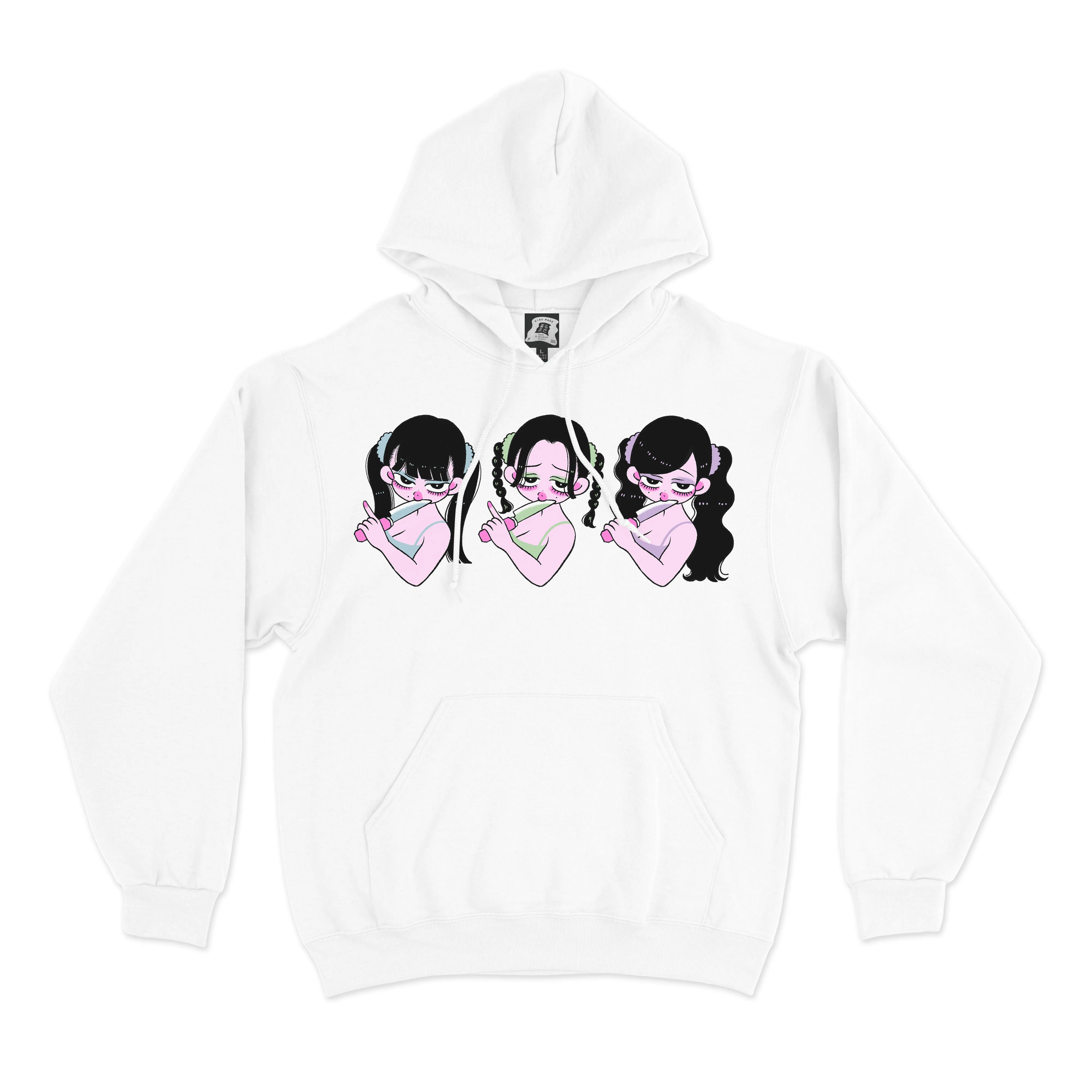 "Kirukill" Basic Hoodie White/Pink
