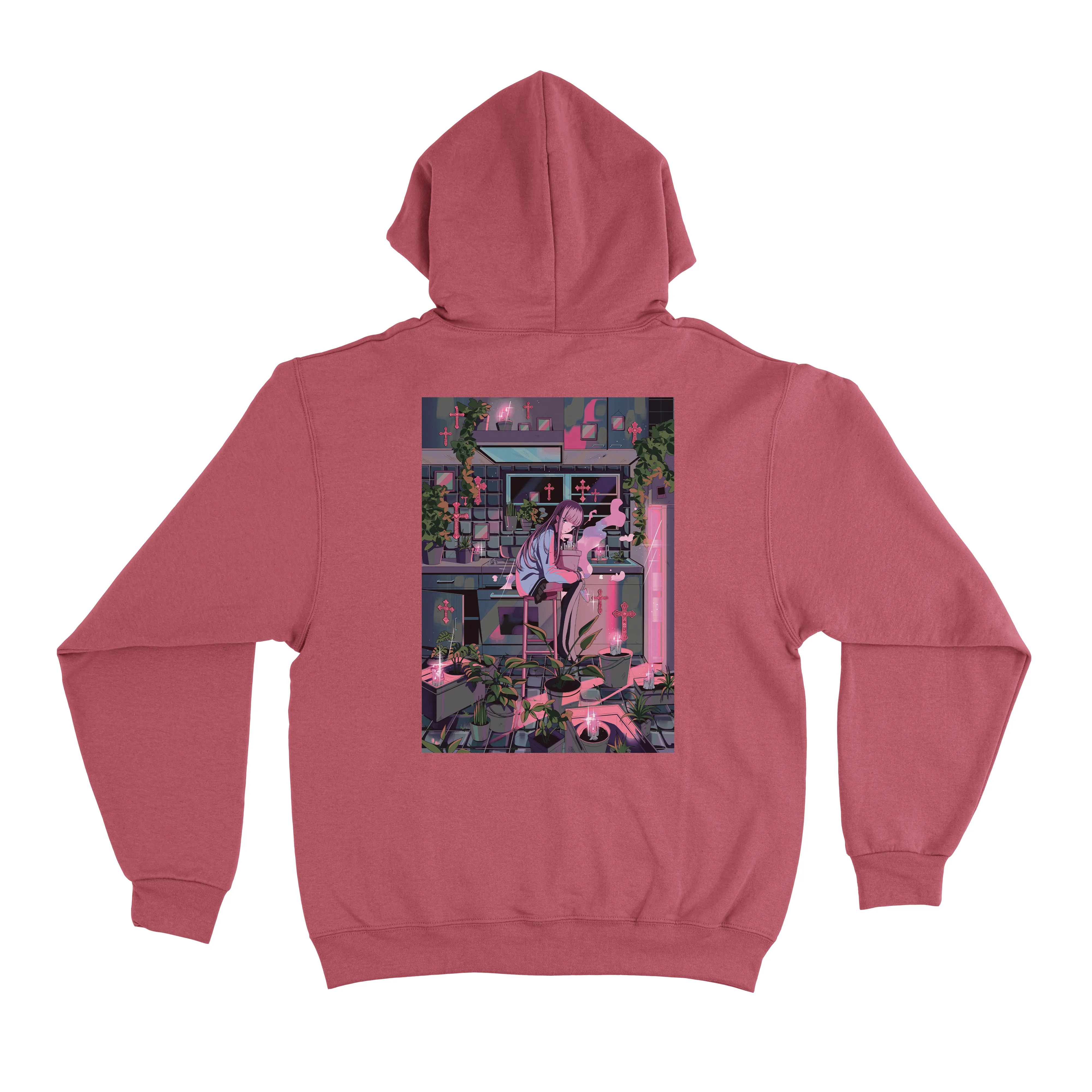 "Kitchen" Basic Hoodie Black/Pink