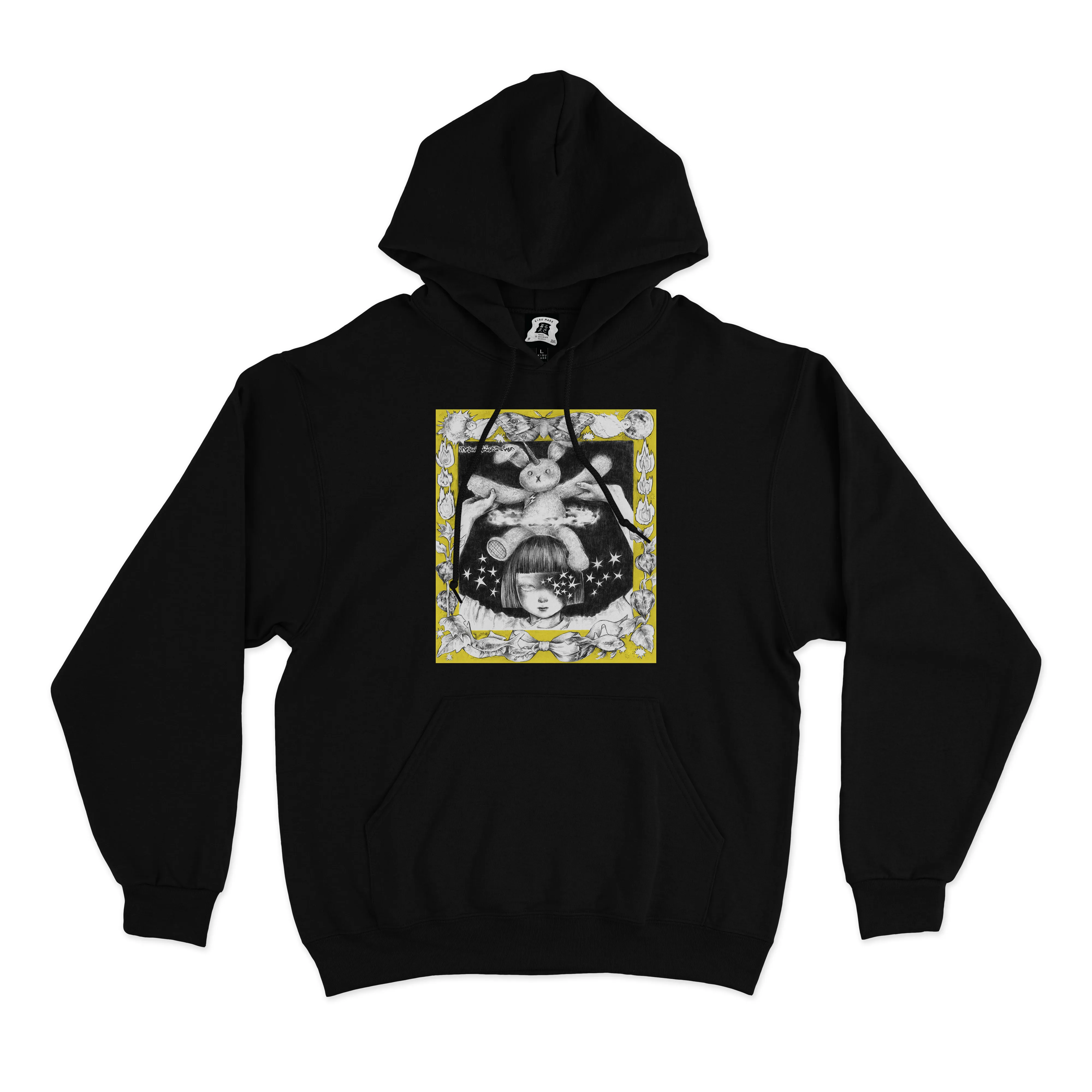 "真夜中、窓の中" Basic Hoodie Black