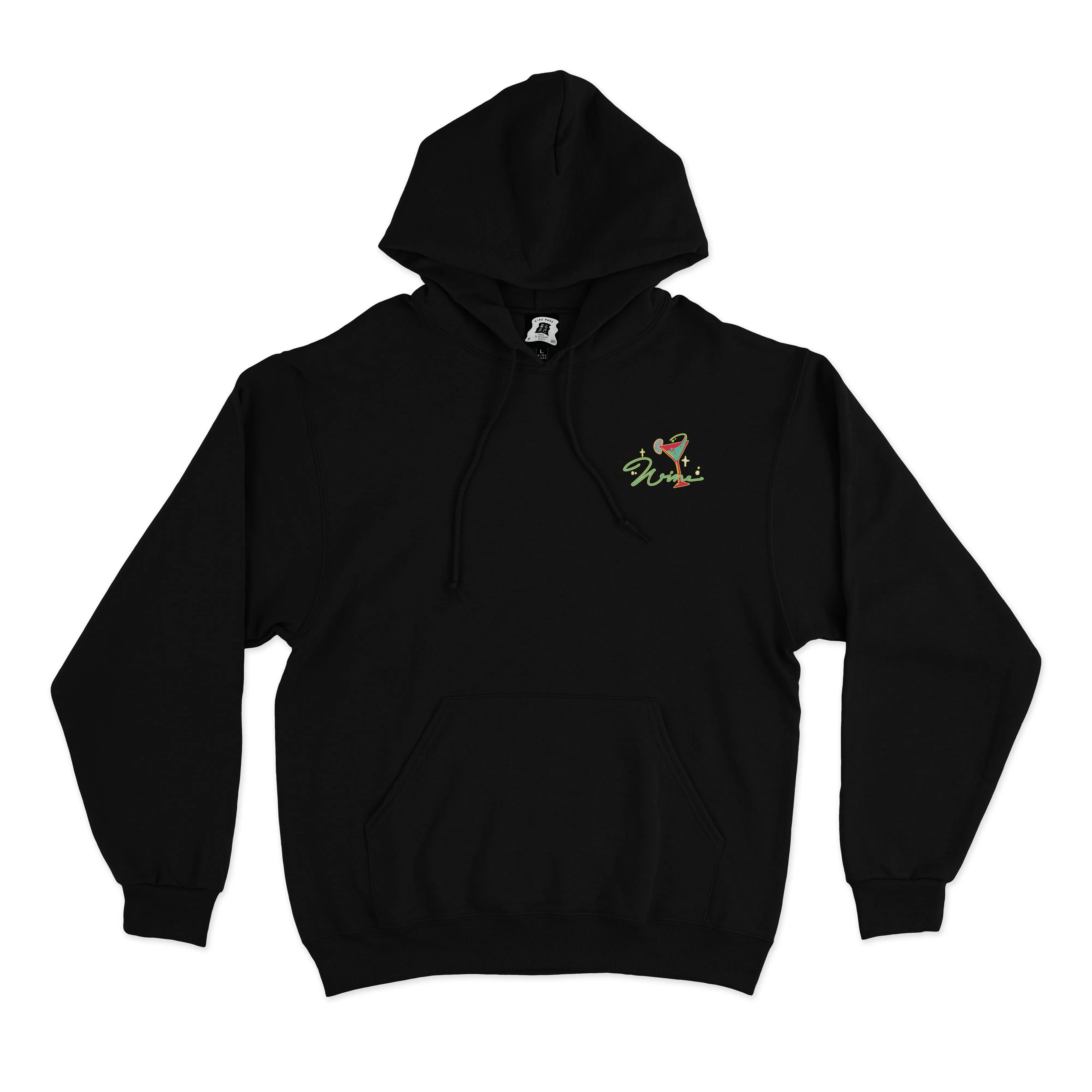"Wine" Basic Hoodie Black/Pink