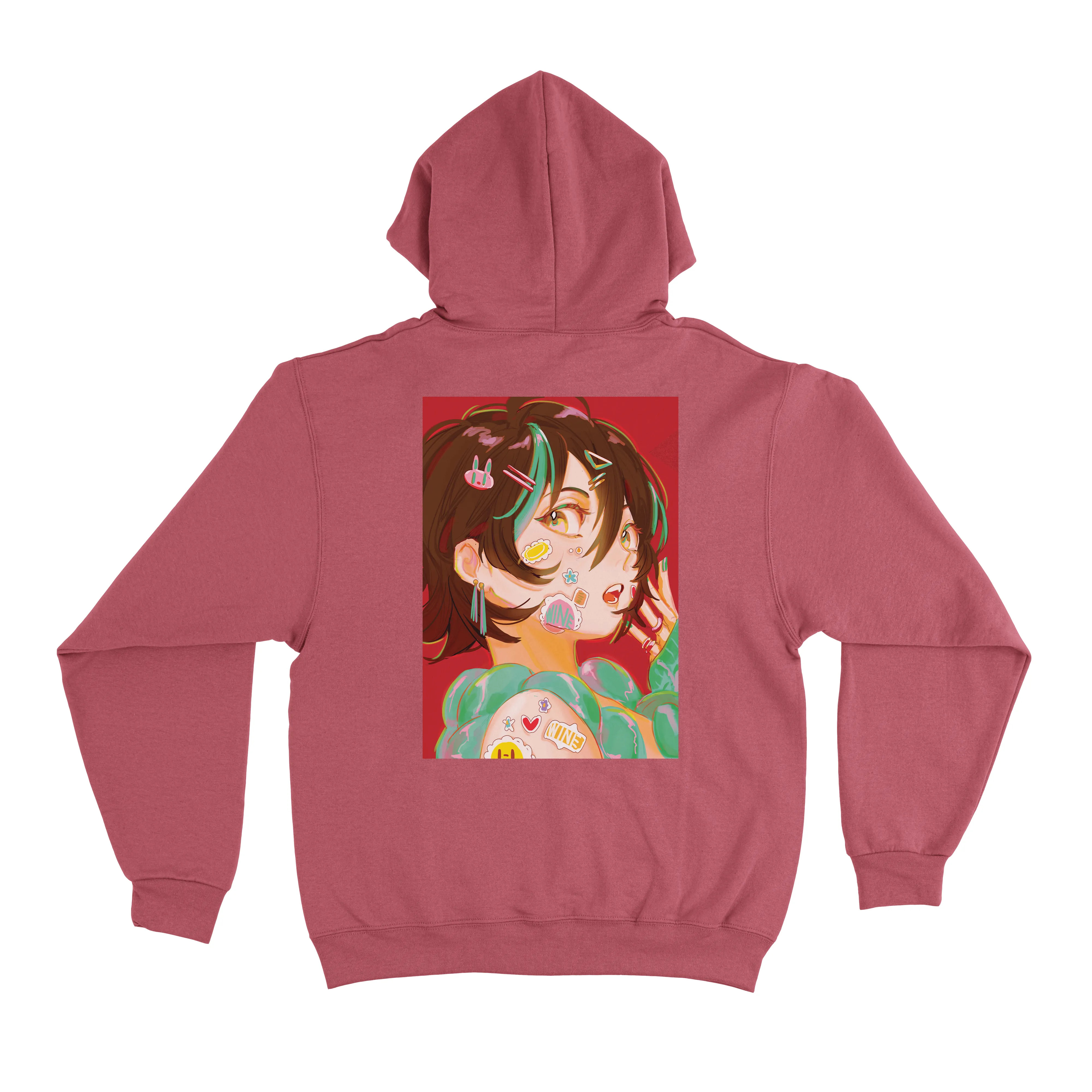 "Wine" Basic Hoodie Black/Pink