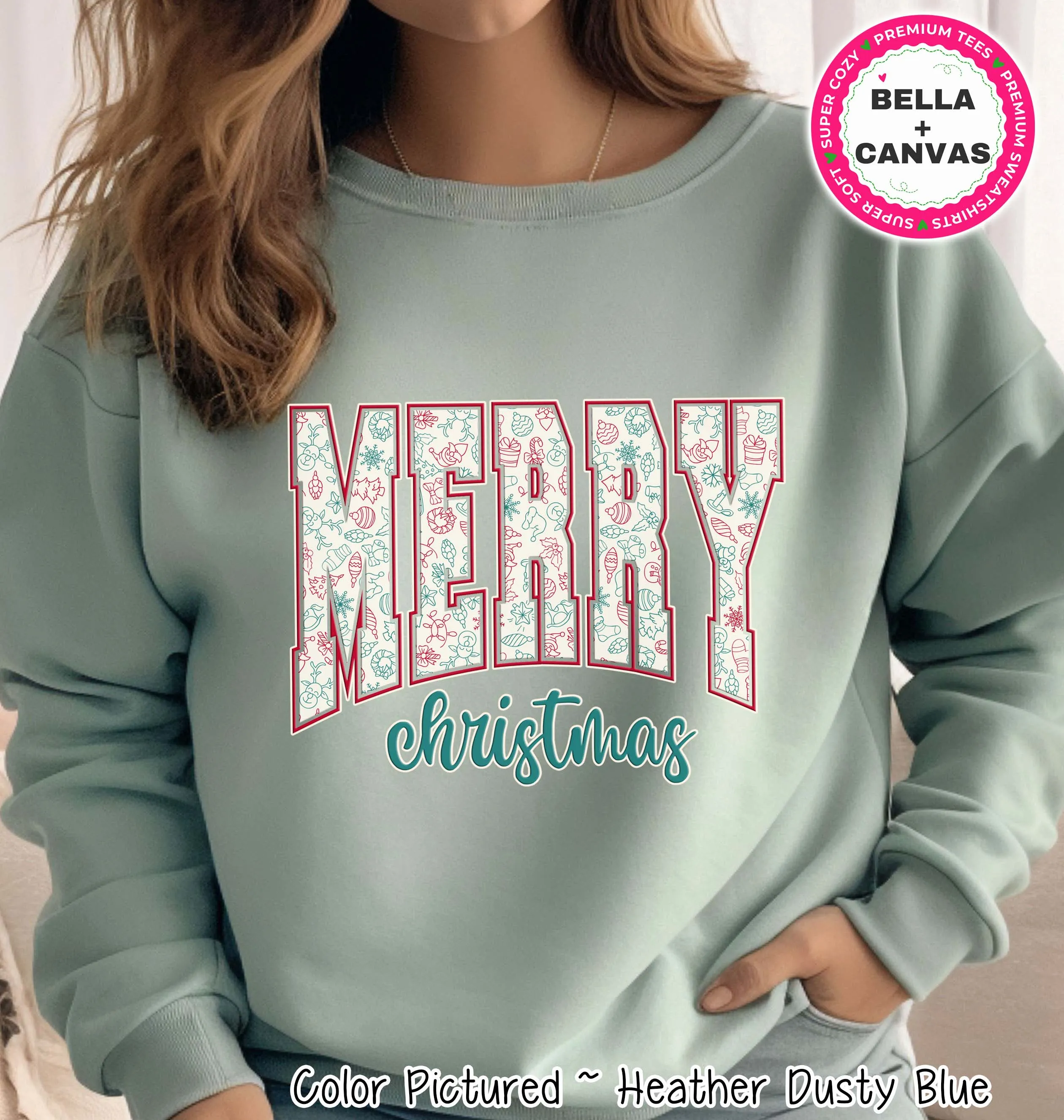 Retro Pattern Merry Christmas Tee or Sweatshirt