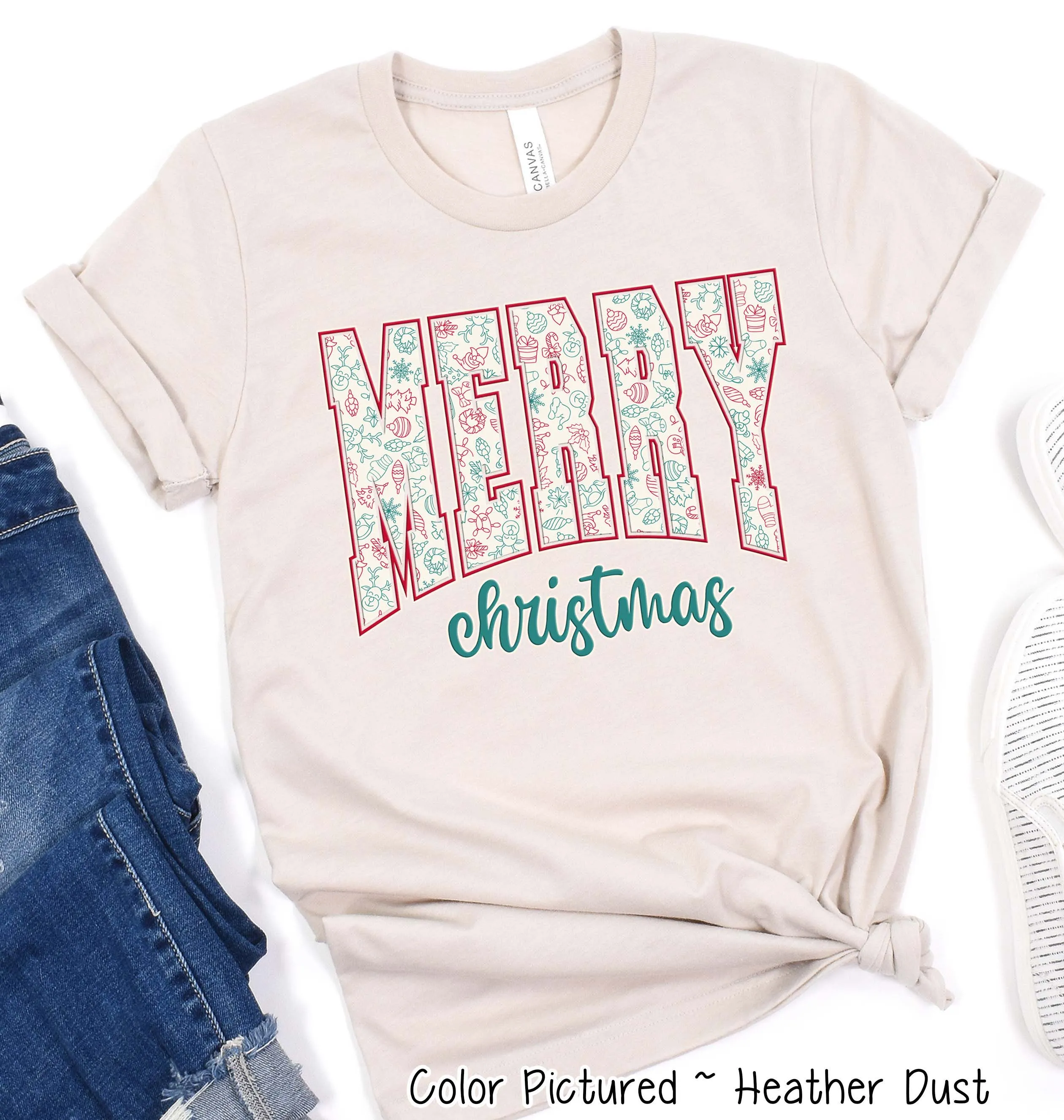 Retro Pattern Merry Christmas Tee or Sweatshirt