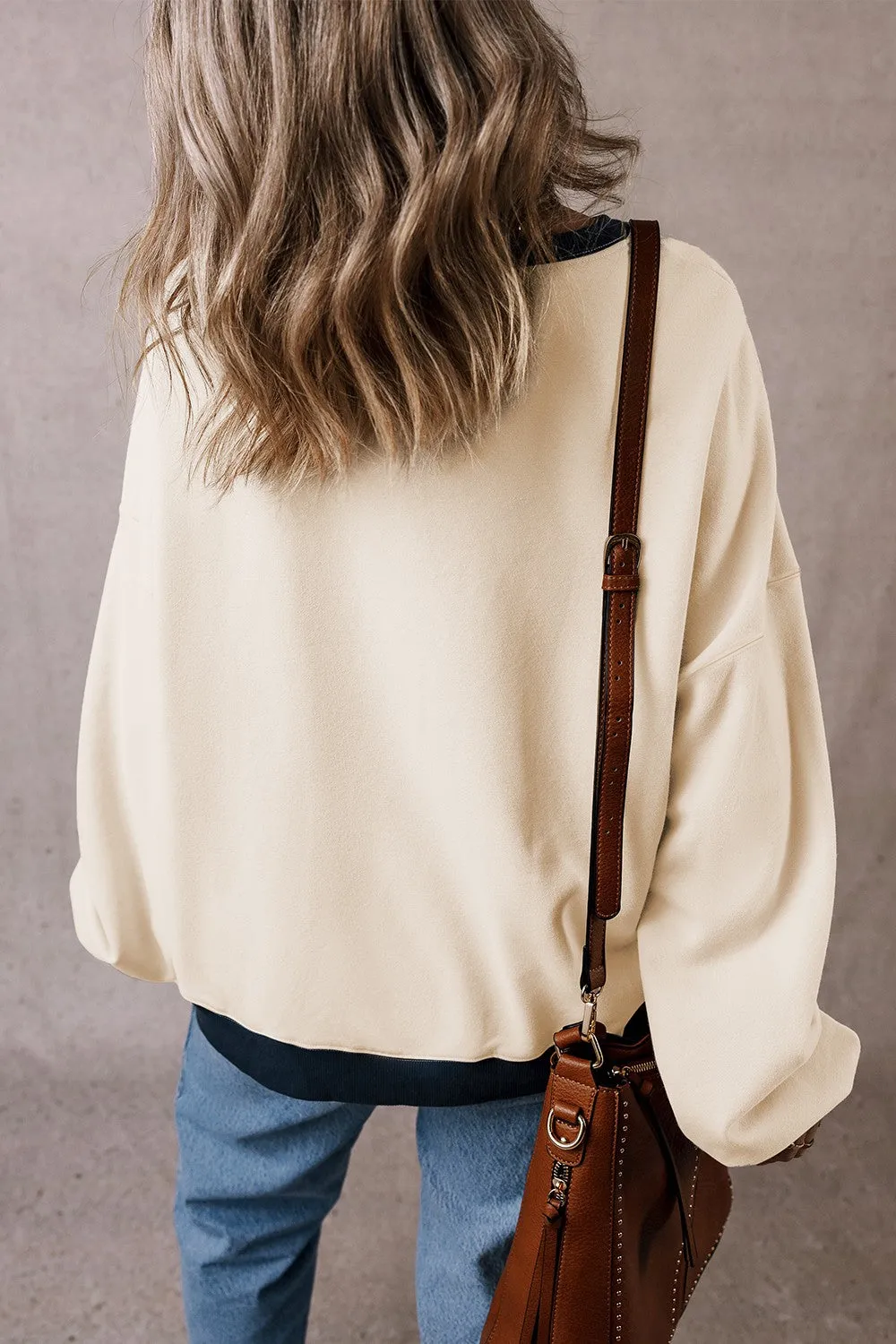 Rhonda Contrast Round Neck Long Sleeve Sweatshirt