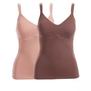 Rhonda Shear Plus Size 2 Pack Everyday Molded Cup Camisoles
