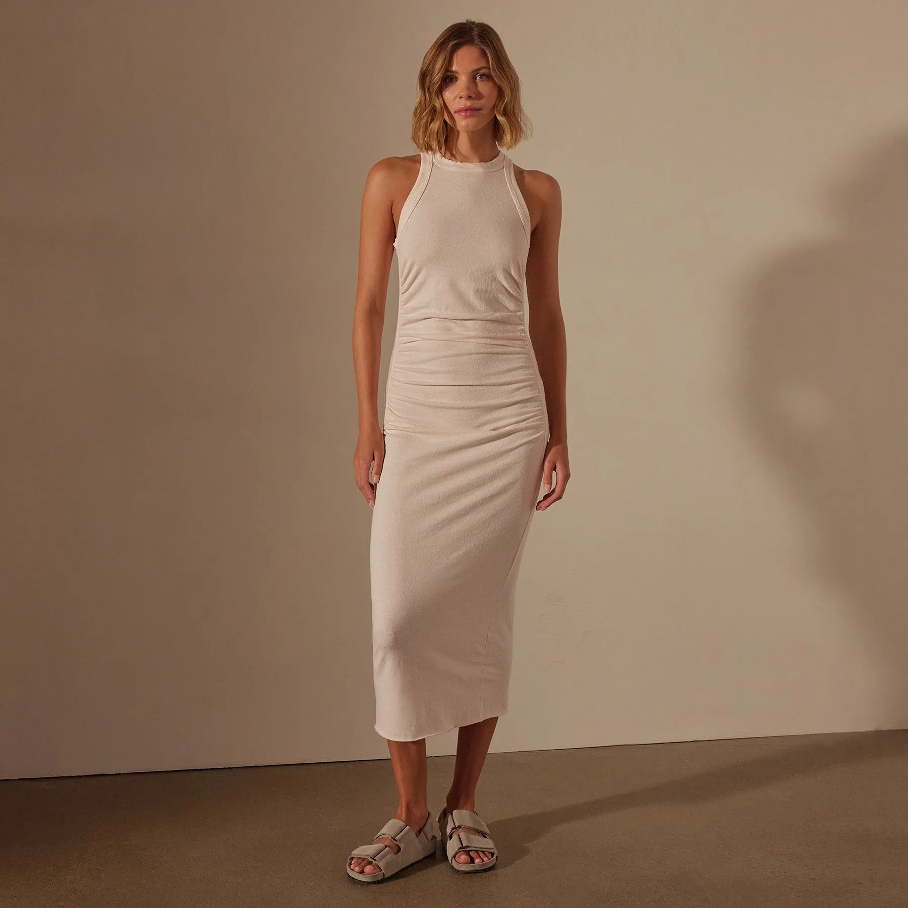 Ruched Cut Away Tank Dress - Zephyr Pigment
