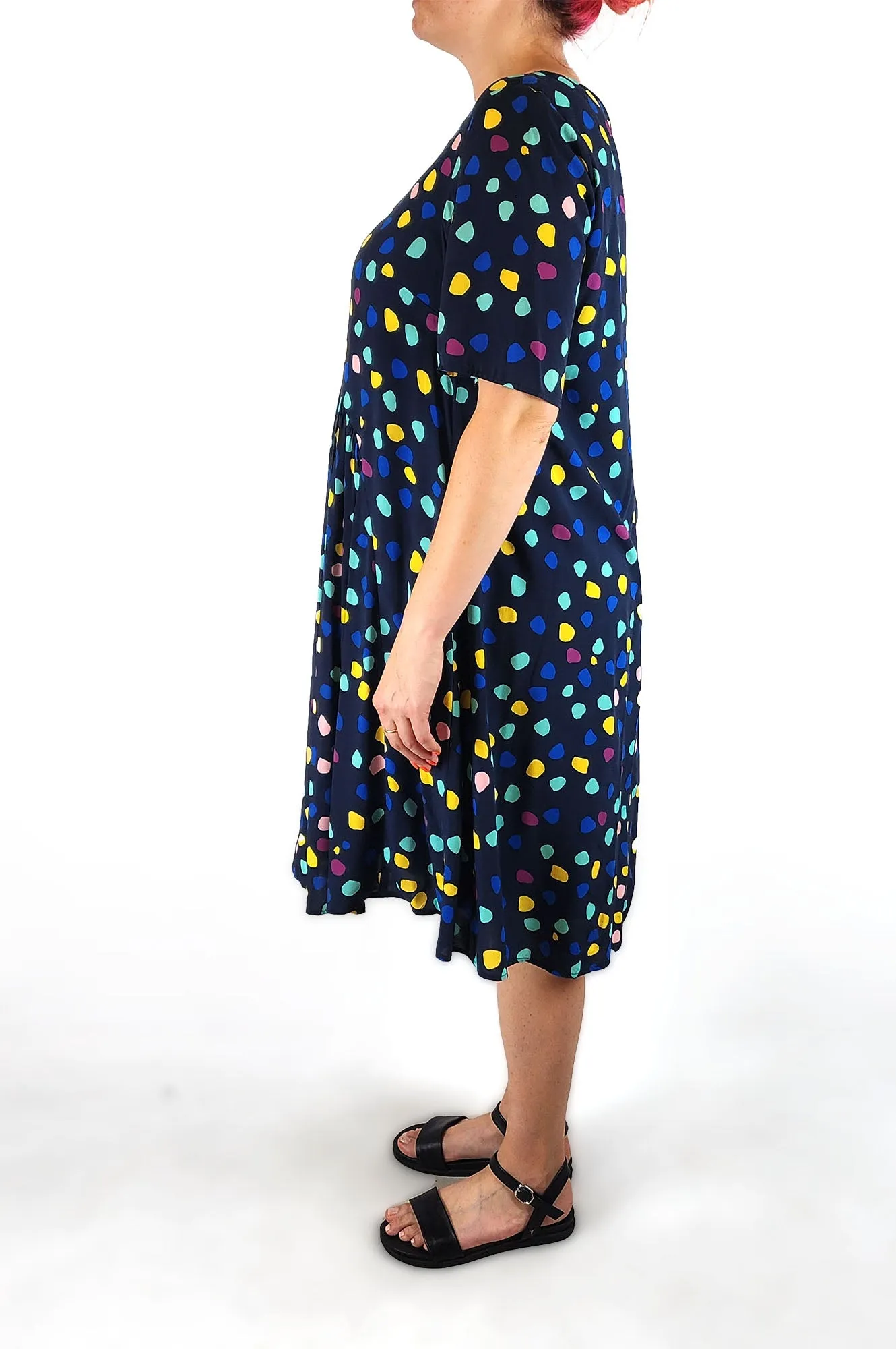 Saints The Label navy dot dress size L