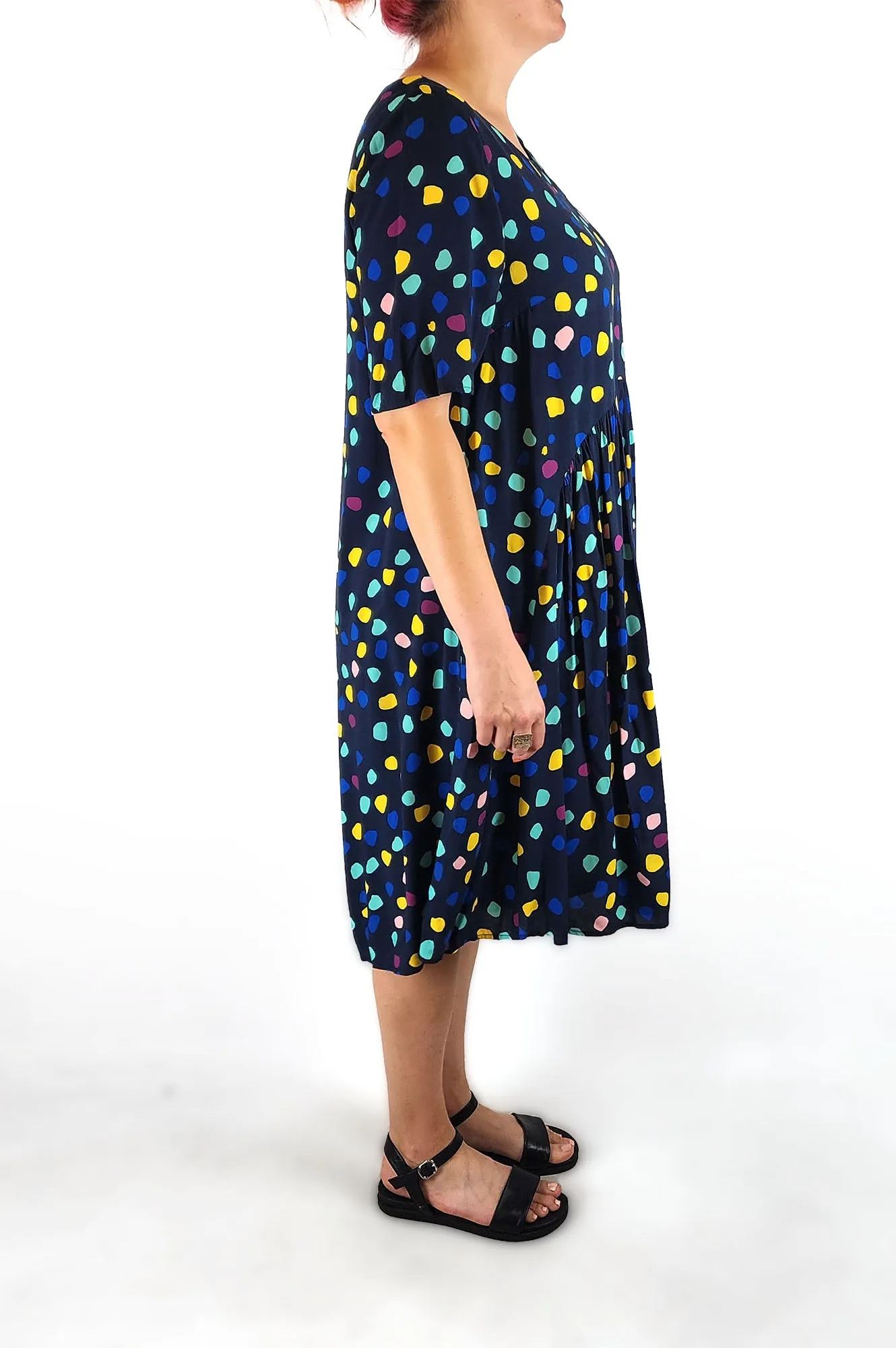 Saints The Label navy dot dress size L