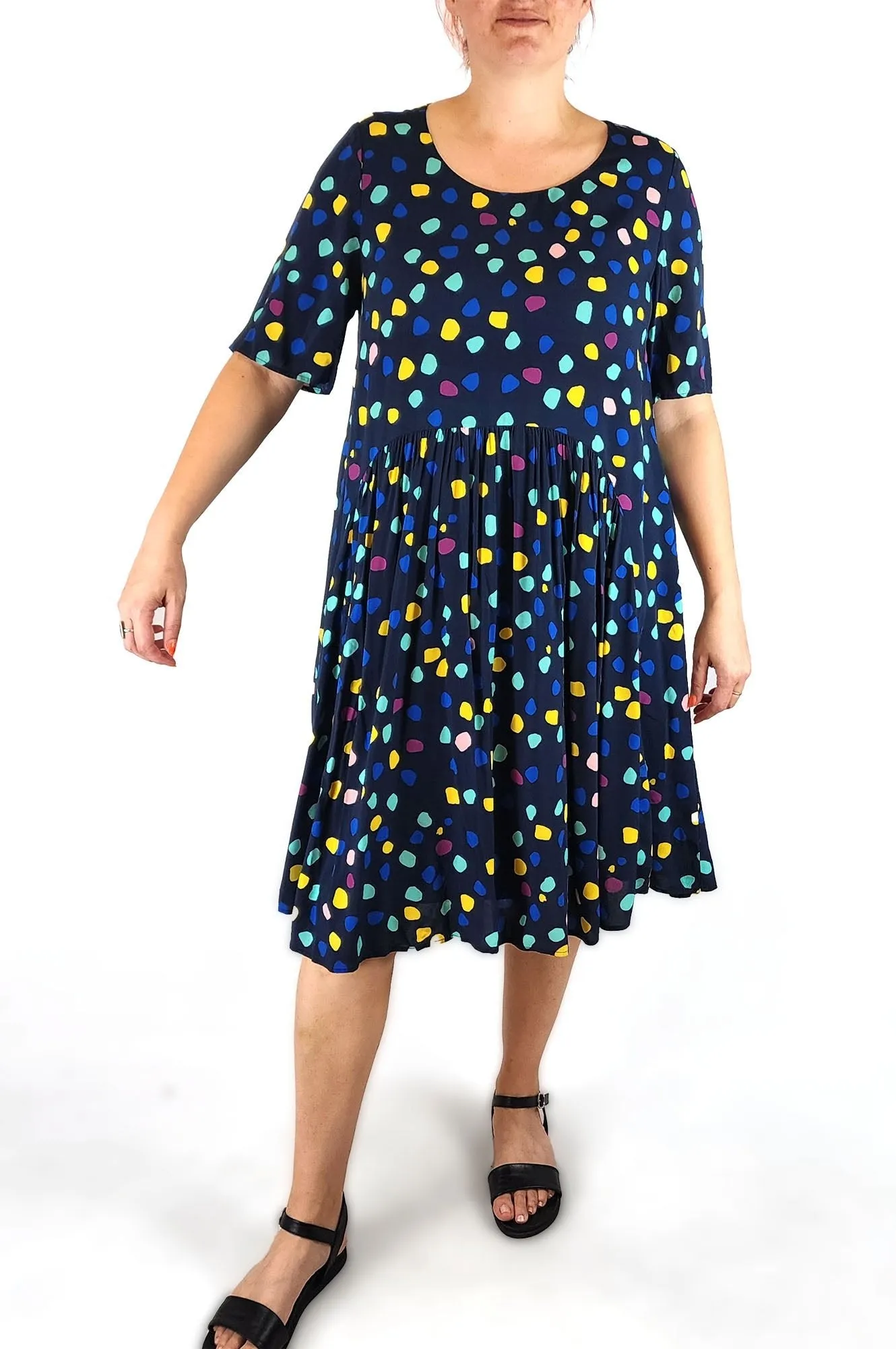 Saints The Label navy dot dress size L