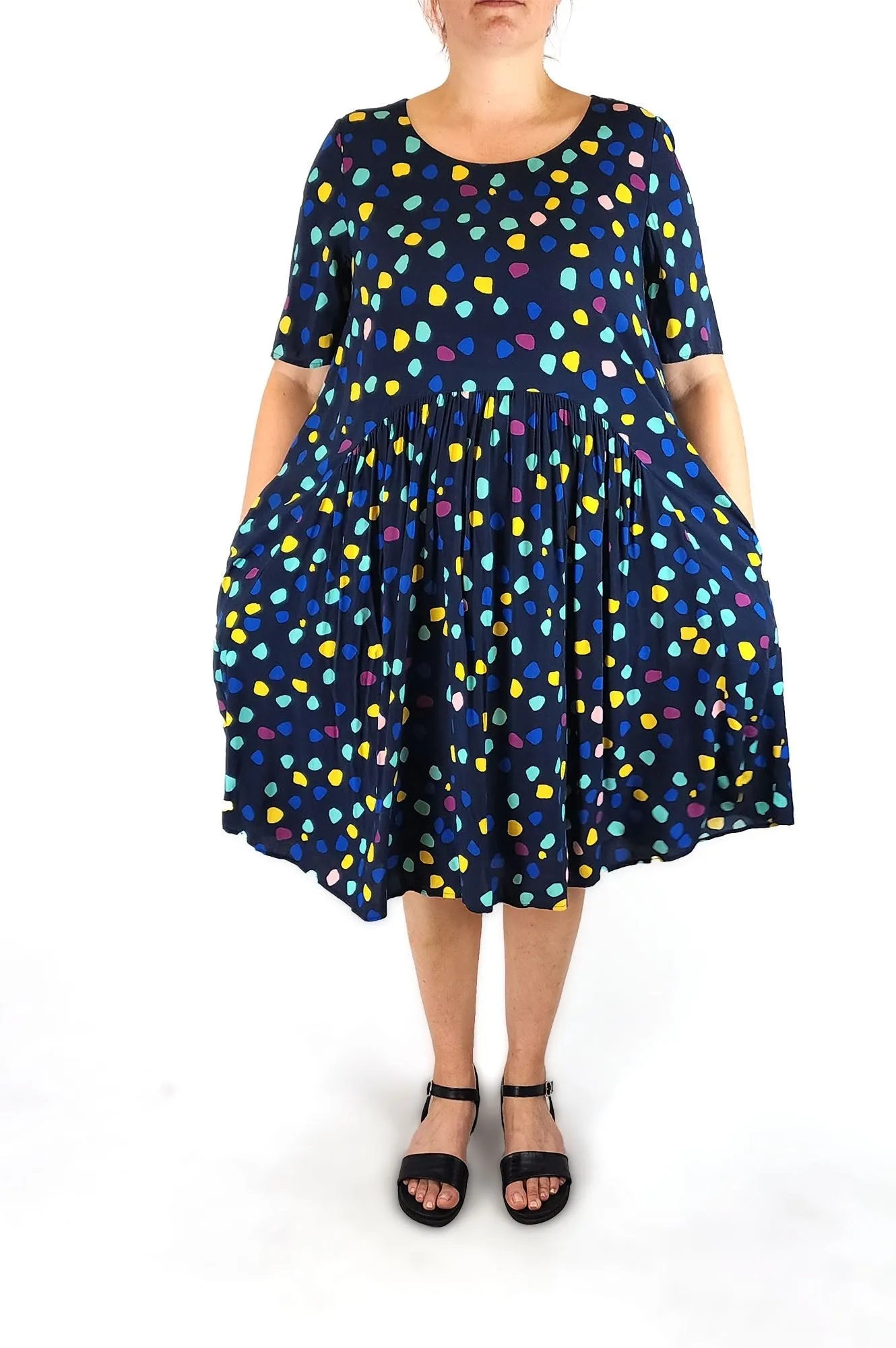 Saints The Label navy dot dress size L
